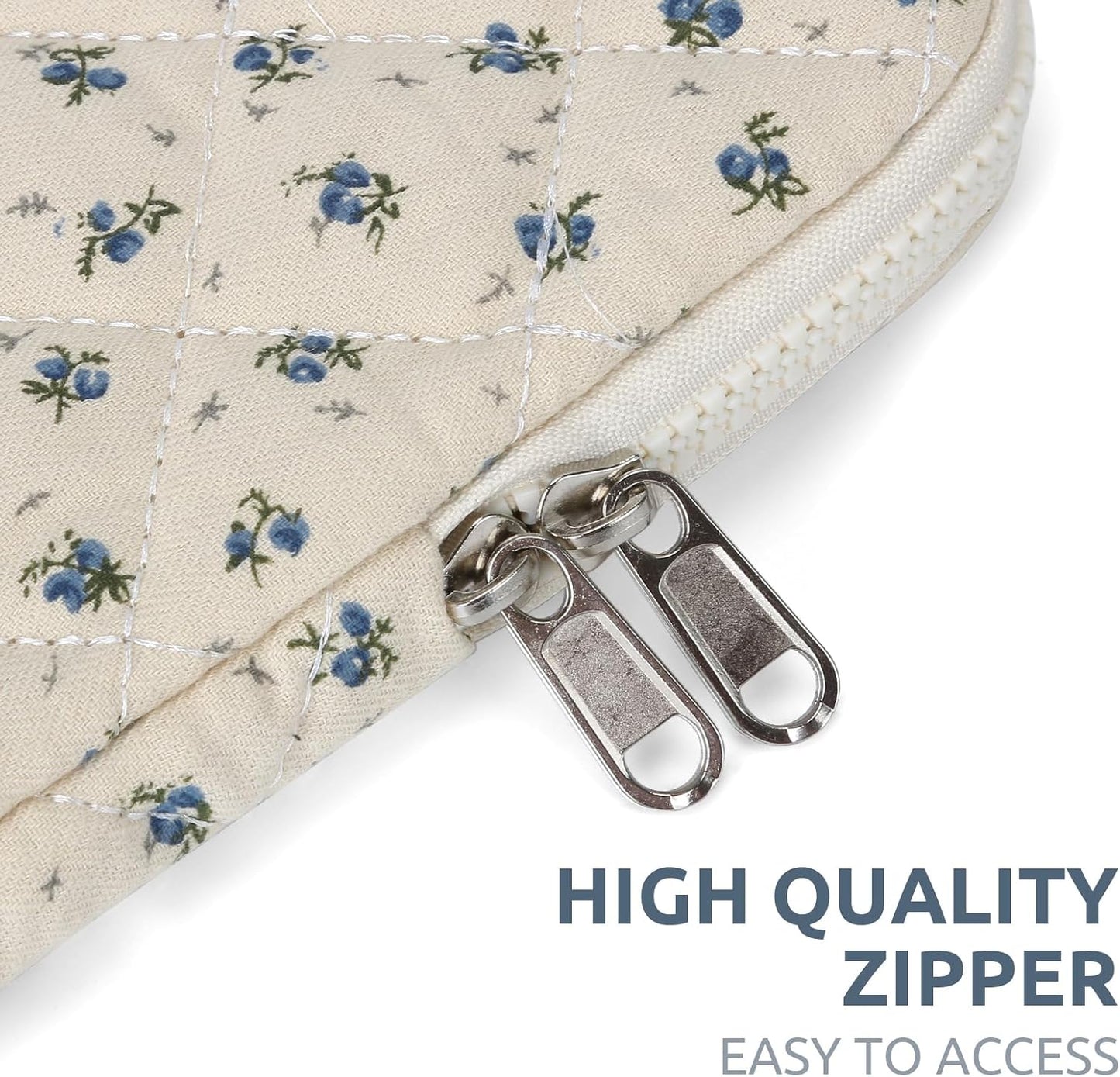 BBIQI 15-15.6 Inch 15 Inch) Puffy Laptop Sleeve Cute Quilted Laptop Protective Case Padded Floral Computer Sleeve