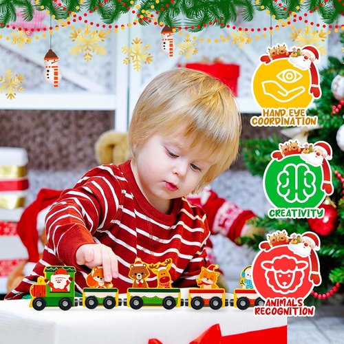 Commodum Christmas Advent Calendar - Magnetic Wooden Animals Train Set for Kids | 24 Days of Fun