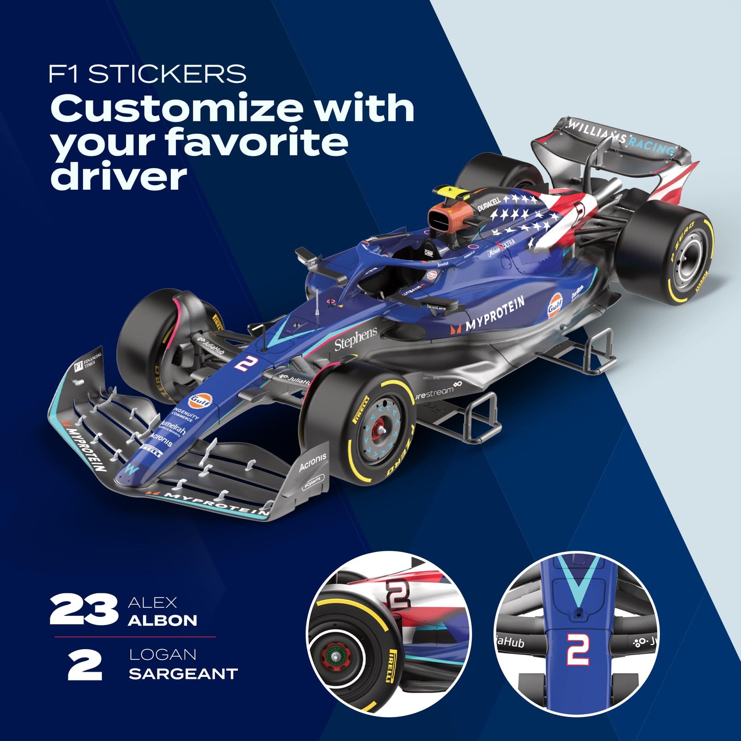 LUPPA Formula 1 FW45 Model kit - 1:18 Scale Racing F1 FW45 Model Inspired by Alexander Albon & Logan Sargeant l Building kit, Collectible diecast, 140 Pieces