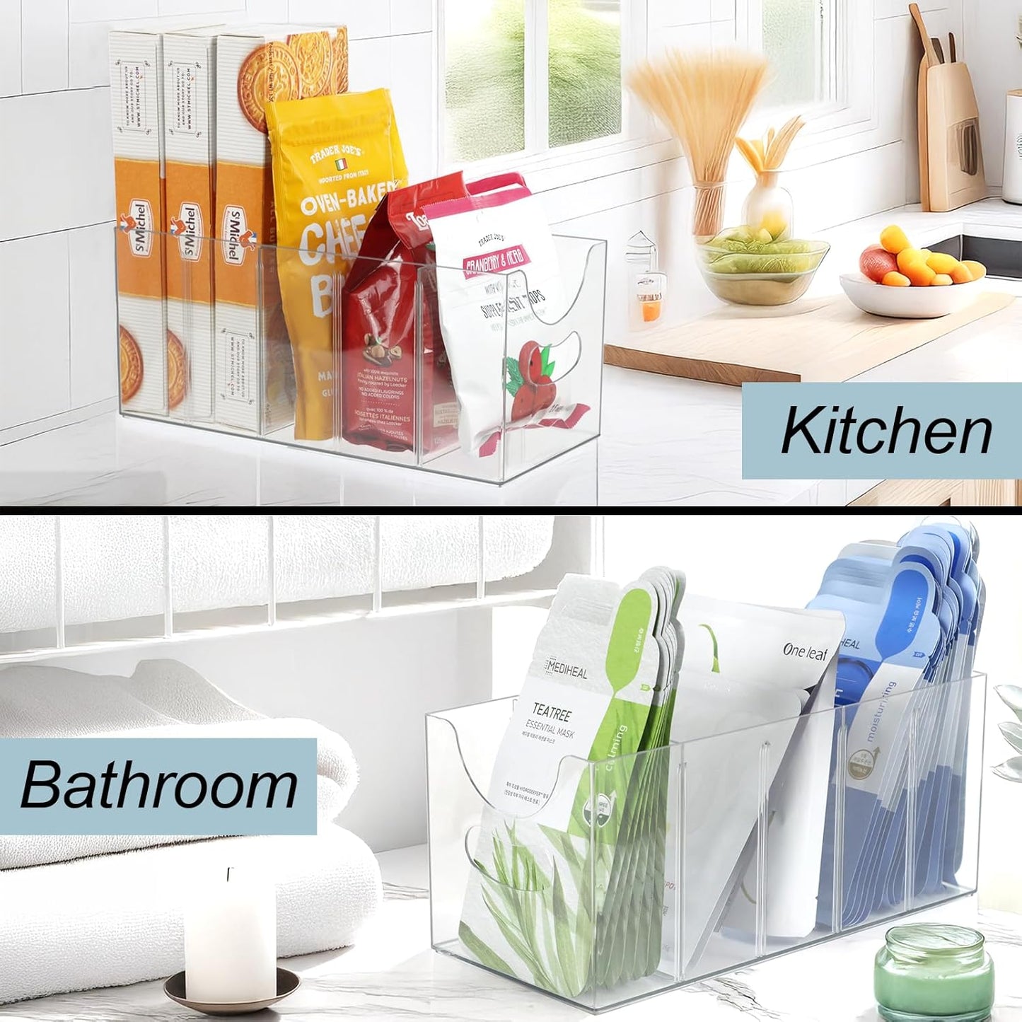 ZEXALOR Acrylic Belt Organizer - 5-Compartment Clear Storage Holder for Closet & Kitchen