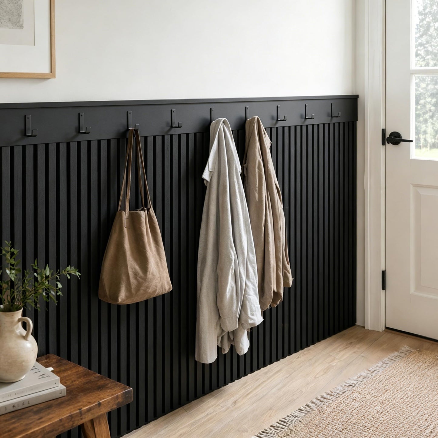 Acoustic Wood Slat Wall Panels - 4 Pack 47.2" × 23.6" Sound Proof Panels Noise Reduction for Home Office Studio, 3D Fluted Sound Dampening Absorbing Panels, Matte Black