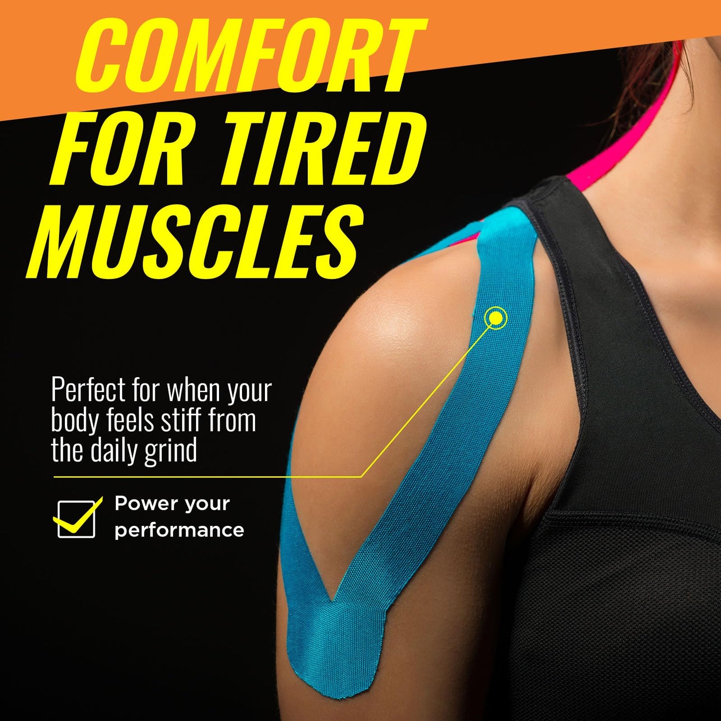 Adamson Kinesiology Tape – Sports & Athletic Tape 2 in x 16 ft – Elastic, Latex-Free, Water-Resistant Muscle Support Tape – 3 Rolls (Black, Blue, Pink) – for Training & Recovery