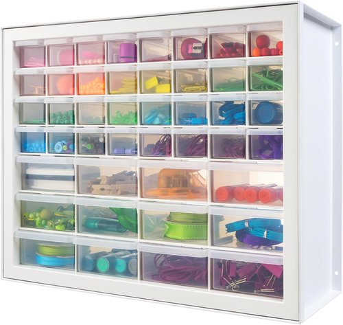 IRIS USA 44-Drawer Storage Cabinet - Stackable Organizer for Screws, Nuts, Bolts & Crafts - White