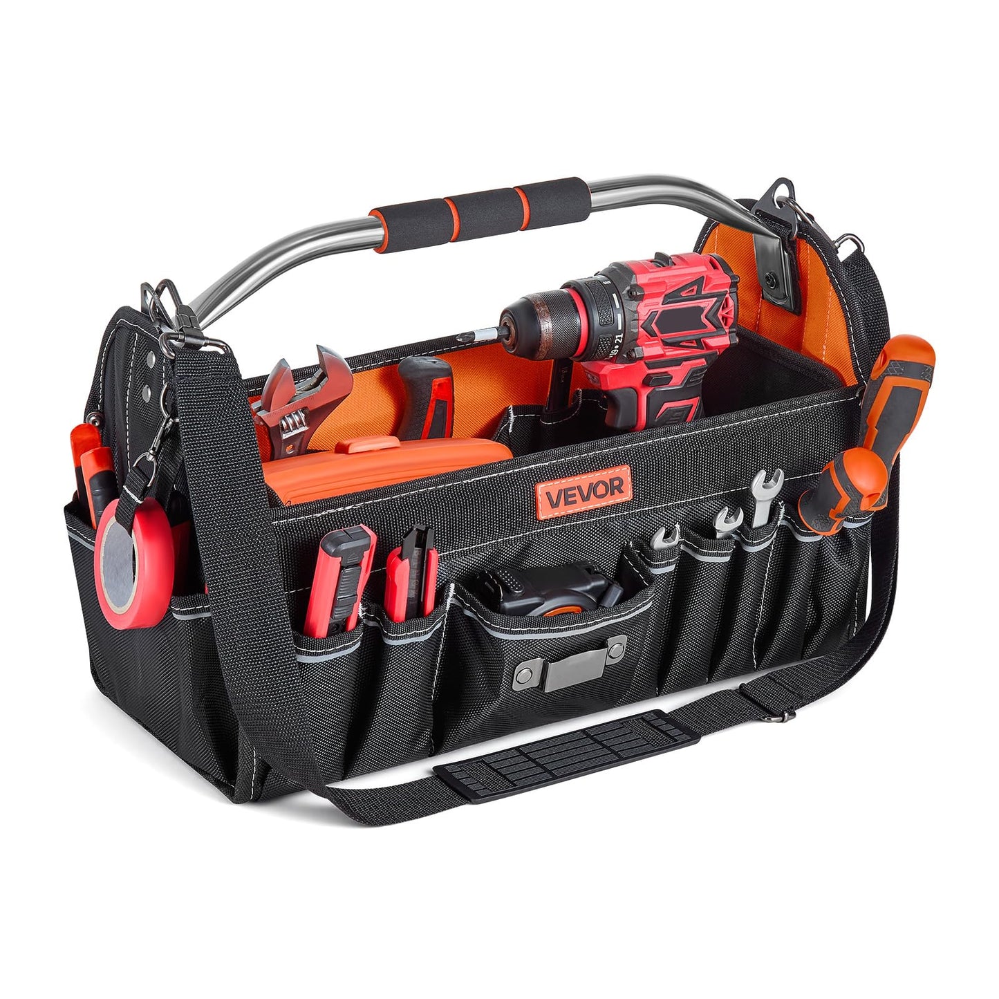 VEVOR Tool Bag, 16.1 Inch, 33-Pocket Open Top Tool Tote, Electrical Maintenance Toolbox Organizer Storage with Handle, Adjustable Shoulder Strap, Portable Toolbag, for Professionals DIY & Jobsite Use