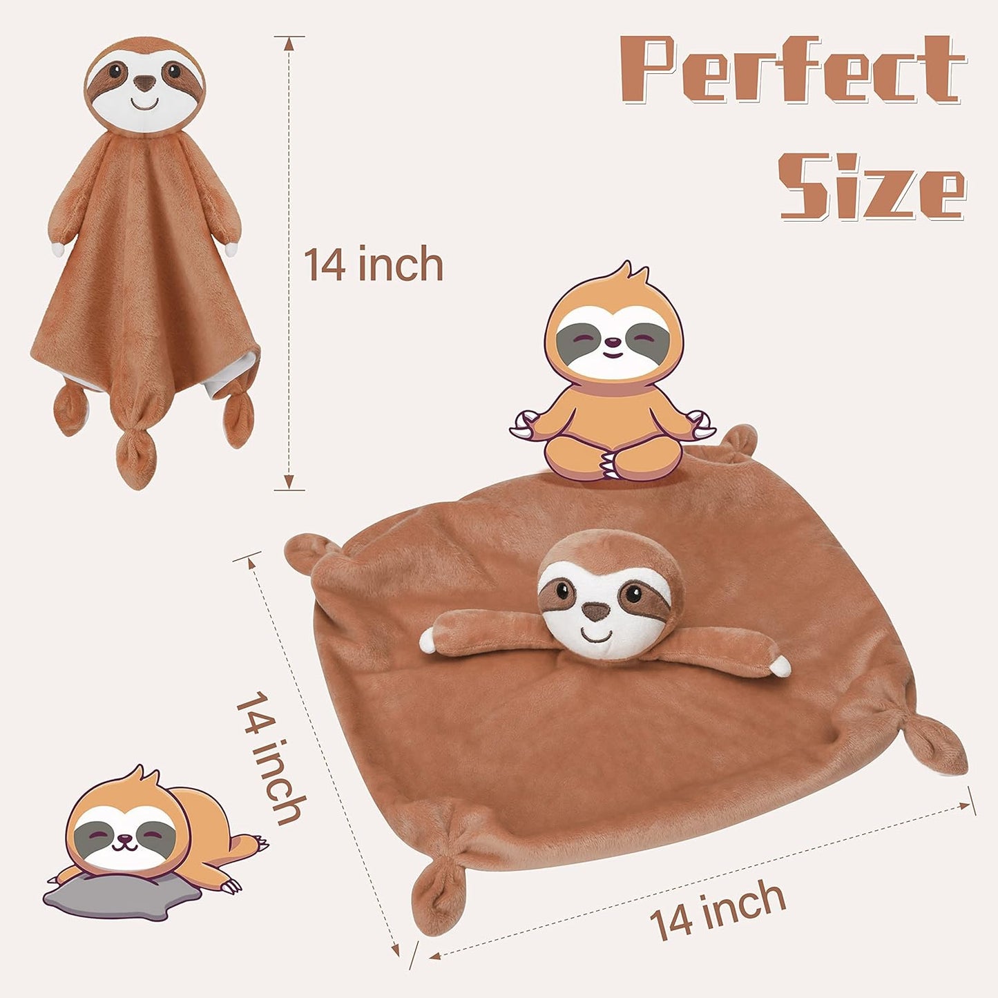 Pro Goleem Sloth Security Blanket - Soft Lovey for Babies | 14-Inch Snuggle Toy & Gift
