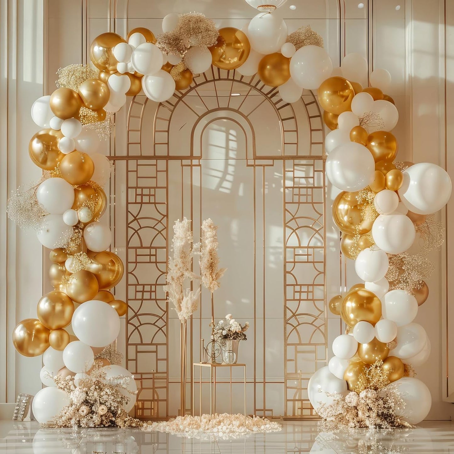 RUBFAC Gold Balloons - 135pcs in Various Sizes for Stunning Garland & Arch Decorations | Birthday & Wedding