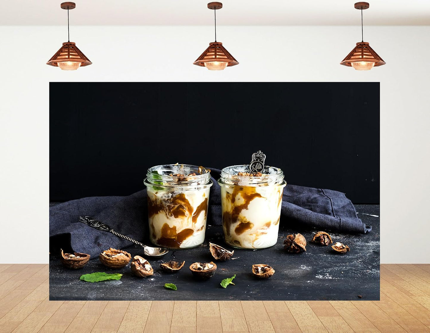 KeyWork 9x9ft Yogurt Parfait Backdrop Walnut and Caramel Dessert Photography Background for Brunch Party Sweet Event