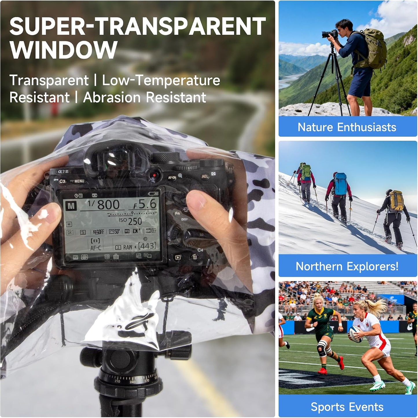 Walking Way Camera Rain Cover Professional Waterproof Lens Jacket for Canon Nikon Sony Fujifilm DSLR Mirrorless