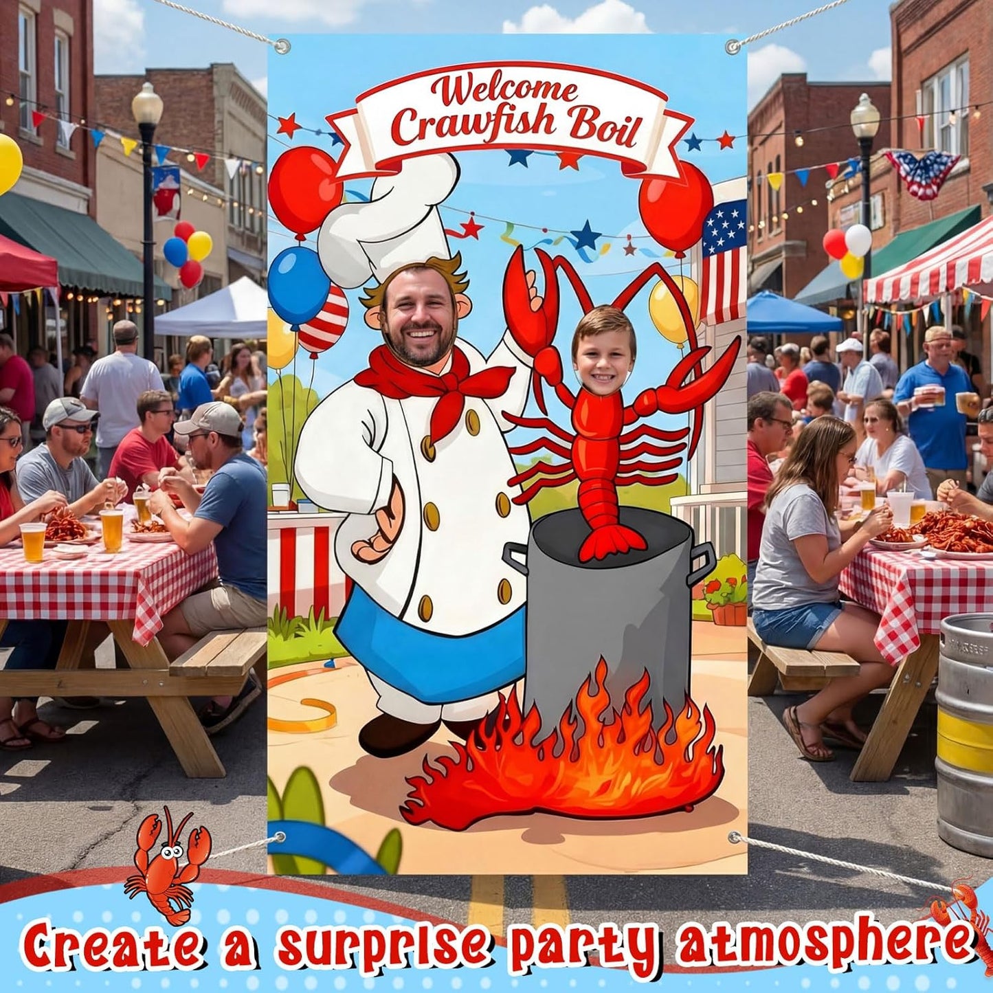 Baquler 6 3.6 Crawfish Boil Party Photo Prop x ft Crawfish Party Decoration Supplies Lobster Theme Selfie Backdrop