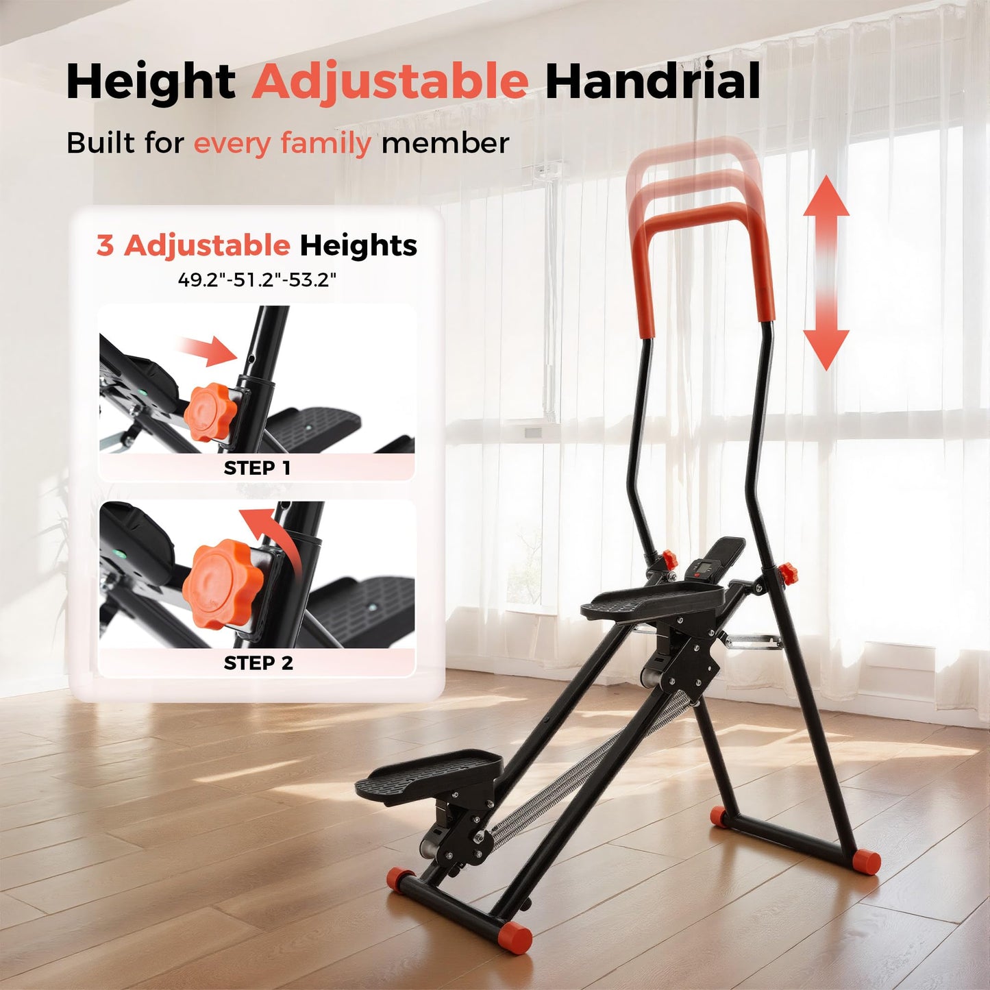 Steppers for Exercise at Home, 2.0 Step Machine 3-Level Adjustable Resistance, Stair Climber for Full Body Workout with Extra-Large Non-Slip Pedals, Holds Up to 350 lbs, Ideal for Women Men (Black)