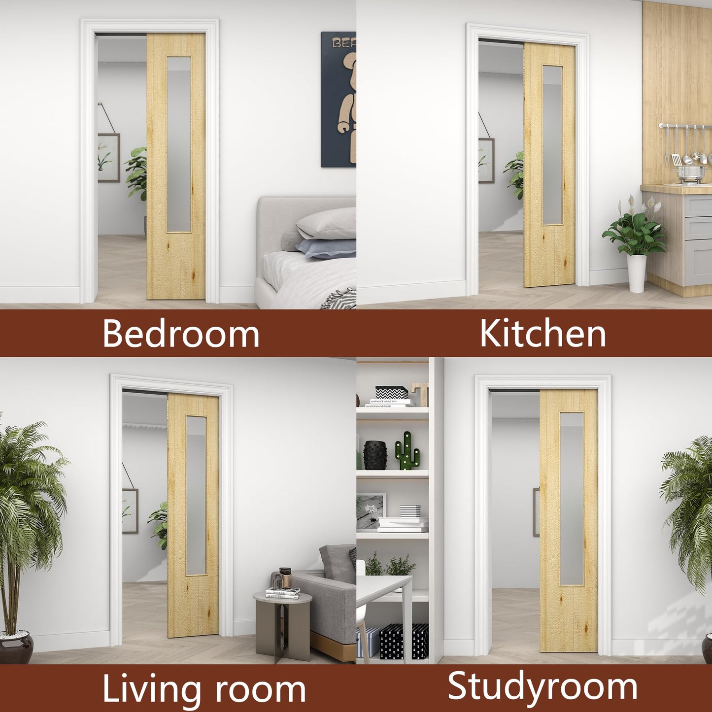 SongYung 24"-36"x 96" Pocket Door Frame Kit with 98LBS Soft Close Mechanism,Aluminum Track Hardware Suitable for Doors Wide 24"-36",2X4 Studs Wall,Smoothly and Quietly Easy to Install
