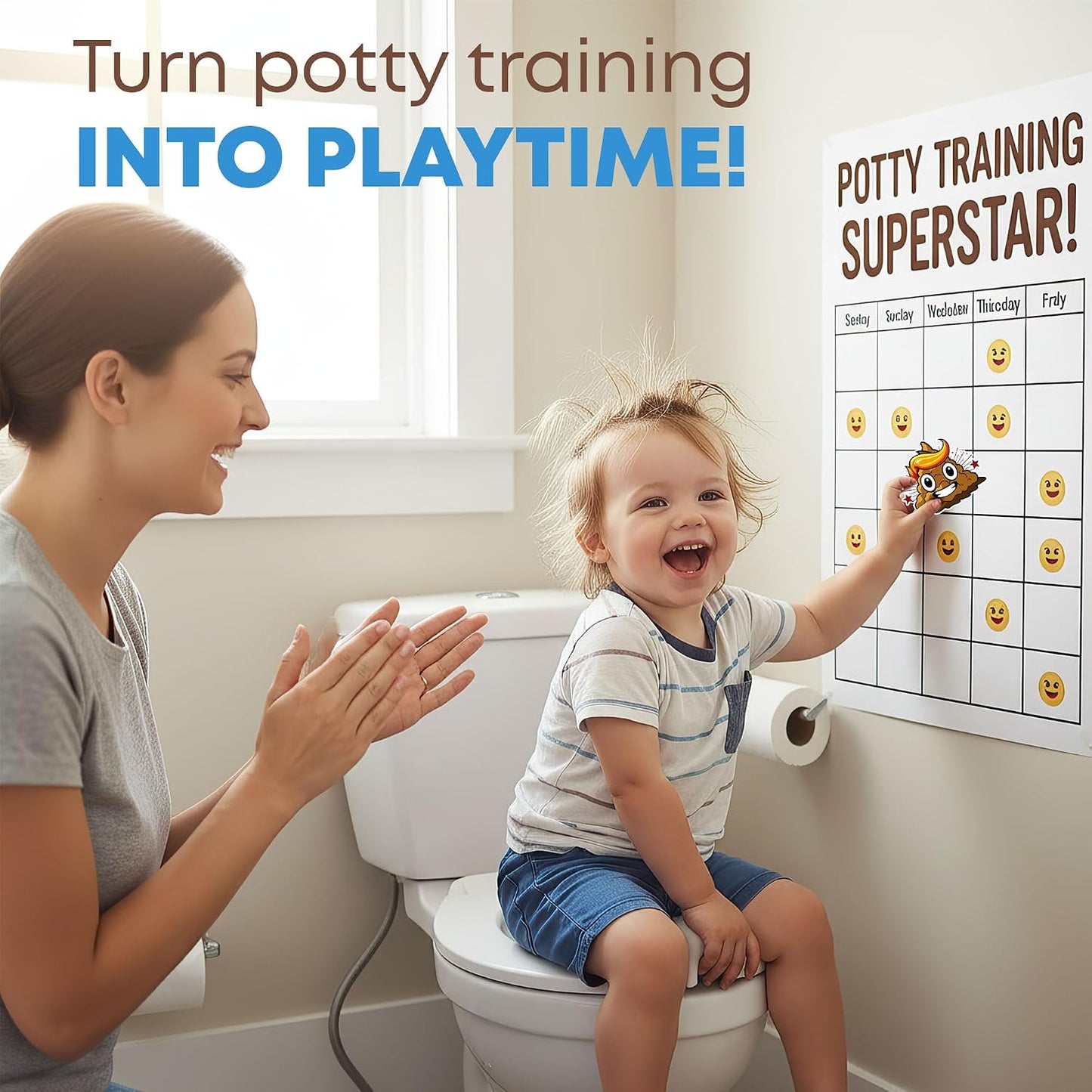 3PCS Potty Training Sticker | Funny Poop Emoji Sticker, Waterproof Vinyl Decals for Notebook, Water Bottles
