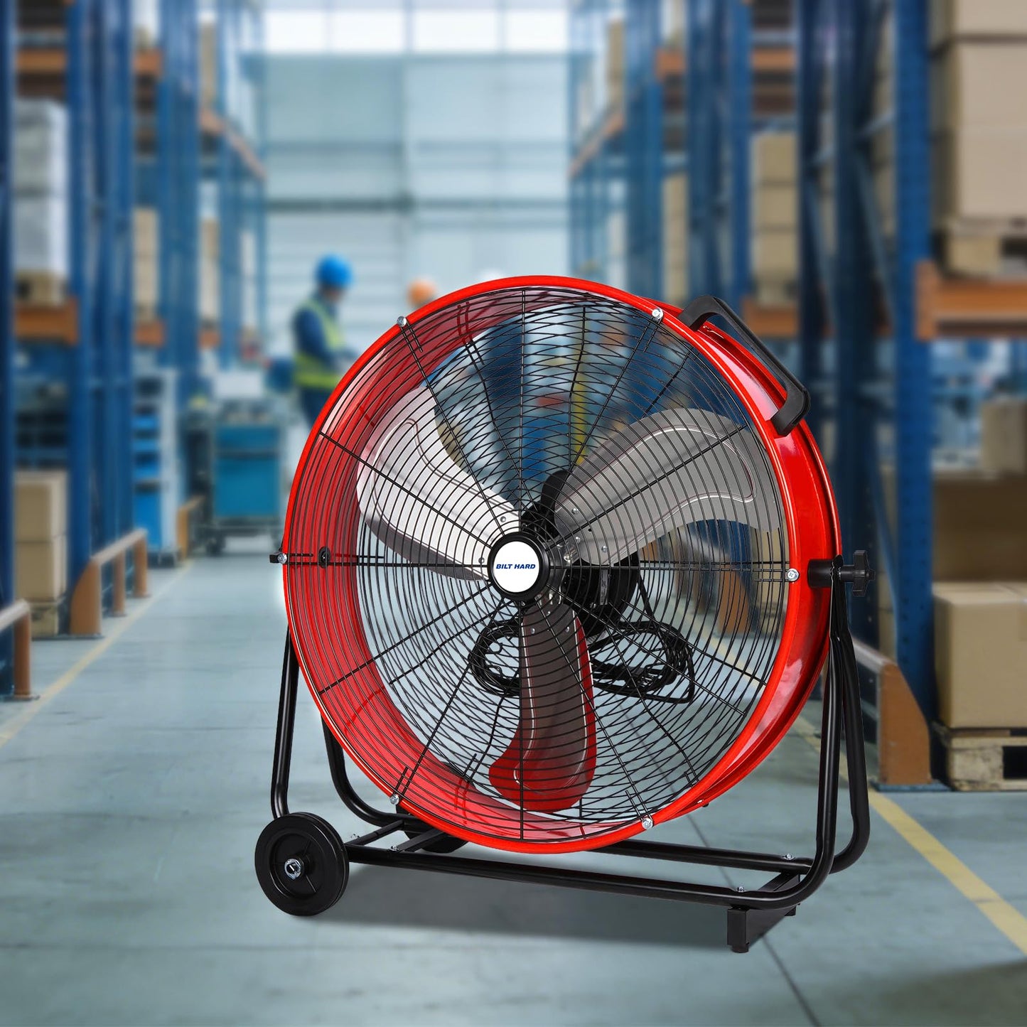 BILT HARD 24" 8100 CFM High Velocity Industrial Drum Fan, 3-Speed Heavy Duty Metal Shop Fan for Warehouse, Workshops, Garage, Factory and Basement