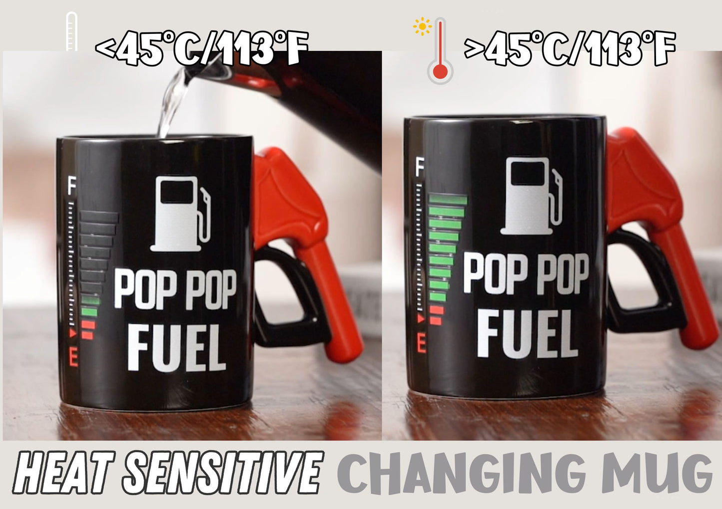 Onebttl Pop Pop Gifts, Poppop Fuel Color Changing Coffee Mug with Fueling Nozzle Handle, Gifts for Grandpa, 13.5oz/400ml Funny Ceramic Mug for Christmas, Father's Day