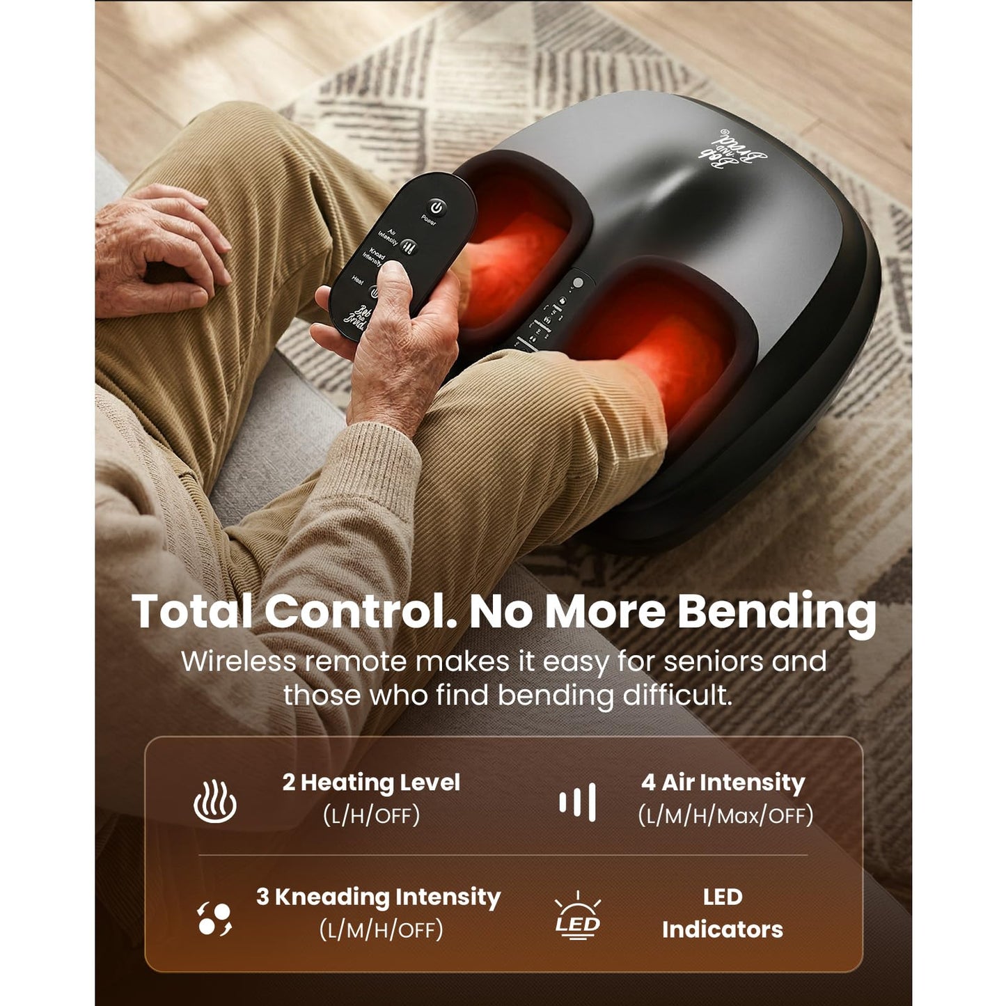 BOB AND BRAD Lite Foot Massager with Heat, FSA-HSA Eligible, Shiatsu Feet Massager with Deep Kneading & Compression, Multi-Level Settings, Fathers Day Gift for Dad Husband