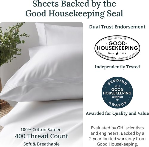 California Design Den Twin Size Bed Sheets Set - 100% Cotton, 400 Thread Count, Smooth Sateen Finish, Indigo Dusty Blue