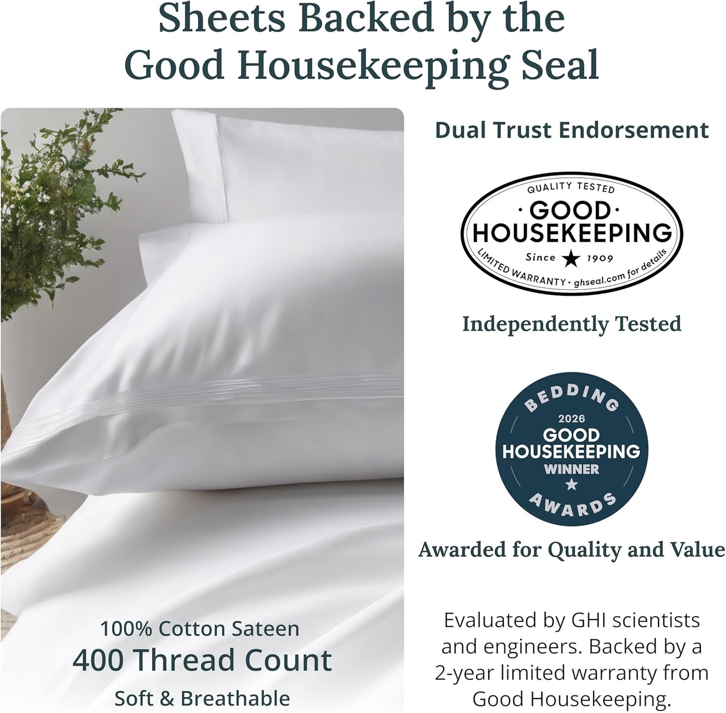 California Design Den Full Size Cotton Sheet Set - 400 TC Silky Smooth Sateen Weave, Deep Pockets - Purple