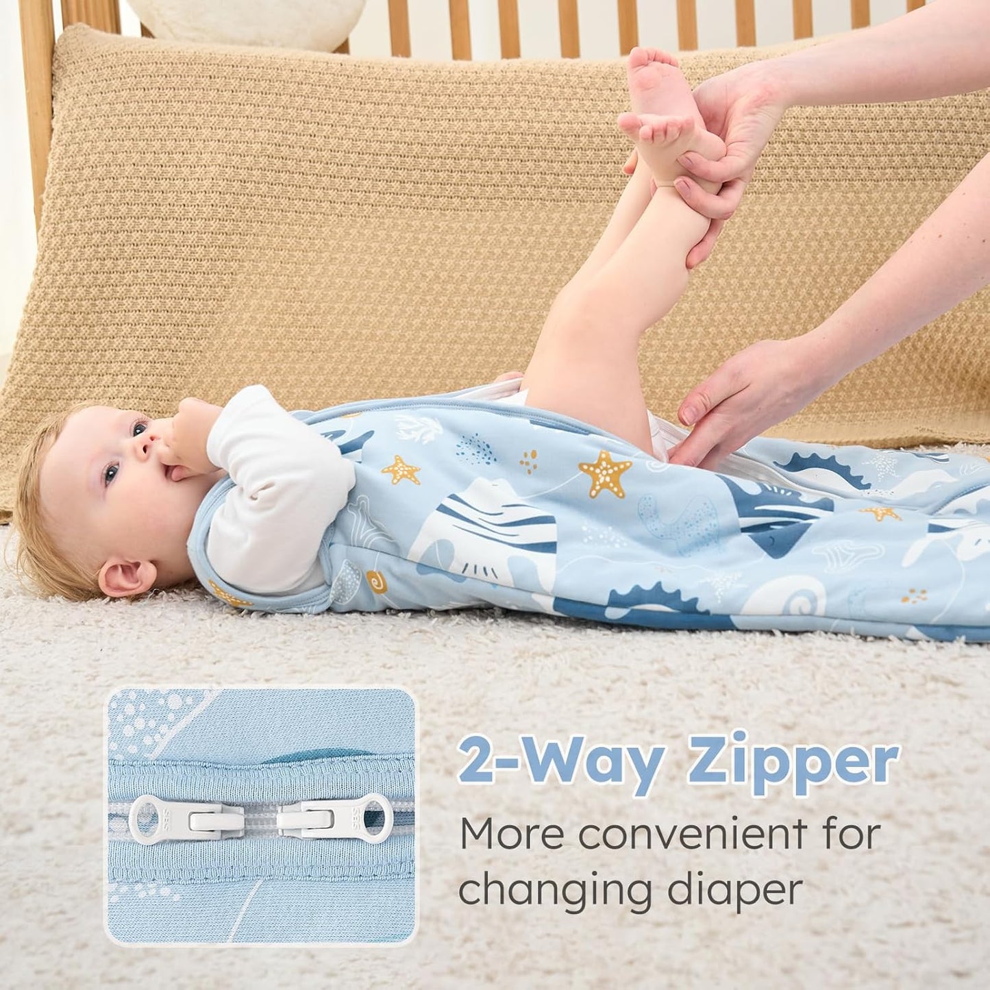 Yoofoss Baby Sleep Sack - 0-6 Months TOG 2.5 Wearable Blanket | 100% Organic Cotton, Warm & Comfy