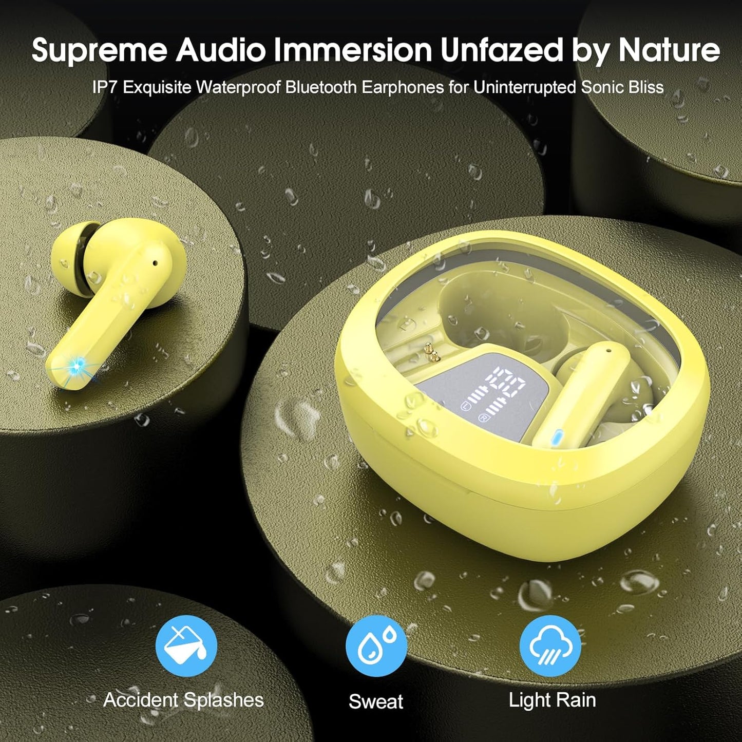 5.4 4 45H, IP7 Wireless Earbuds, Bluetooth Headphones, HiFi Stereo Bass Ear Buds, in Ear Earbuds with ENC Noise