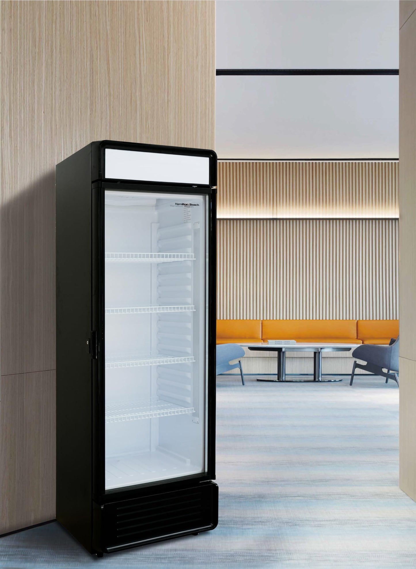 Hamilton Beach, 13.3 Cu. Ft. Commercial Glass Door Display Merchandiser Refrigerator Cooler, ETL, Black