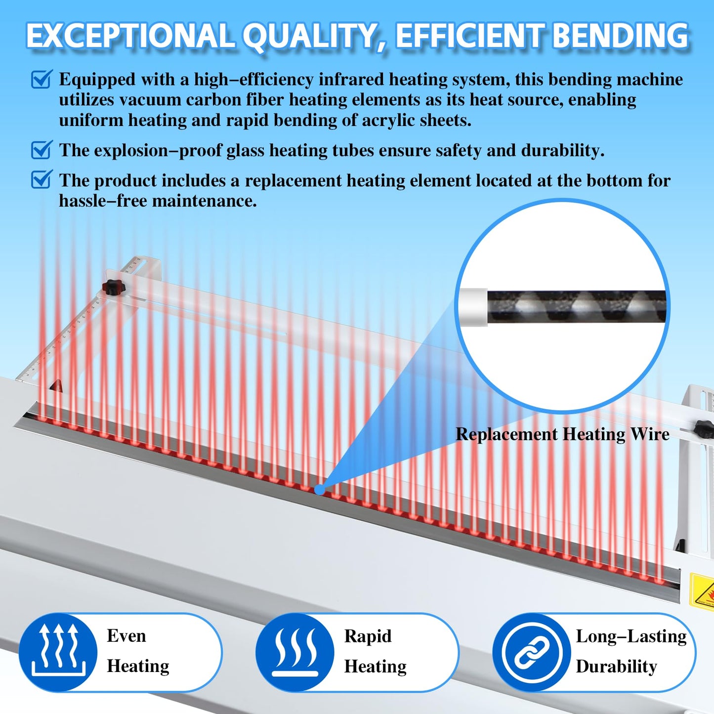 Digital Acrylic Plastic Bender, 24inch Acrylic Bending Machine with Adjustable Length&Angle, Acrylic PVC Plastic Bender with Spare Heating Wire, 60cm Acrylic Strip Bender Heater, 0-100℃, 110V