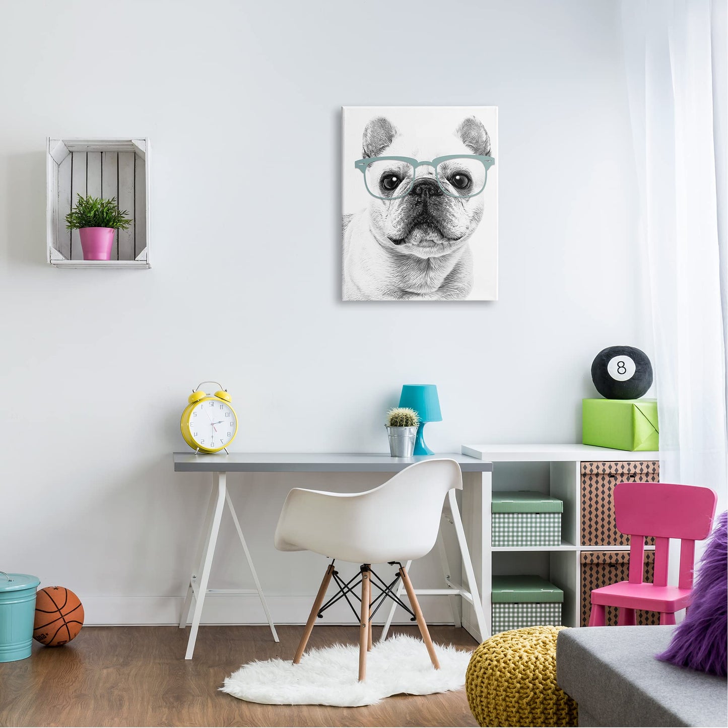 Stupell Industries Cute Monochrome French Bulldog Wearing Glasses Illustration, Design by Annalisa Latella