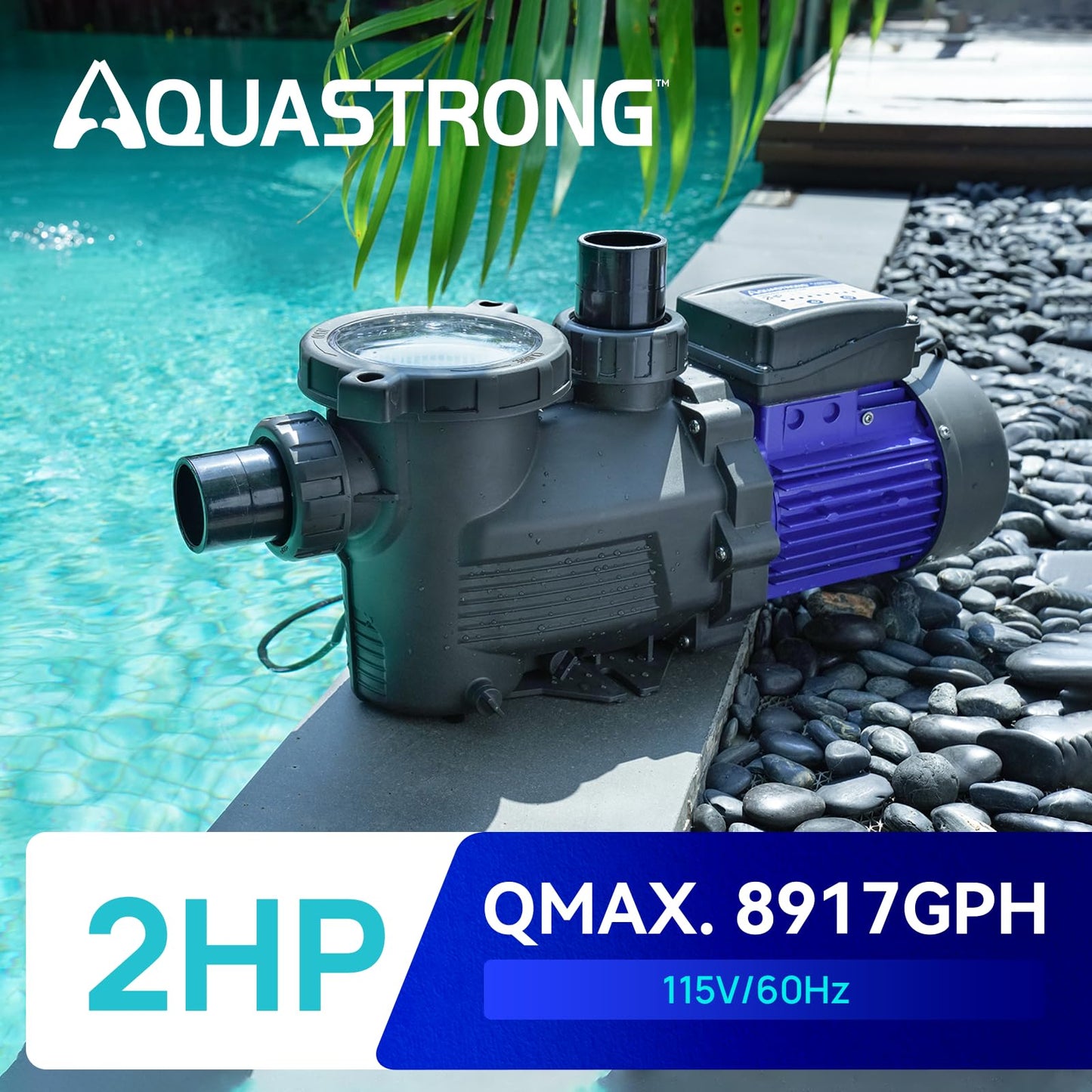 Aquastrong In/Above Ground Pool Pump High Flow Self Primming Swimming Pool Pump,Glossy Black