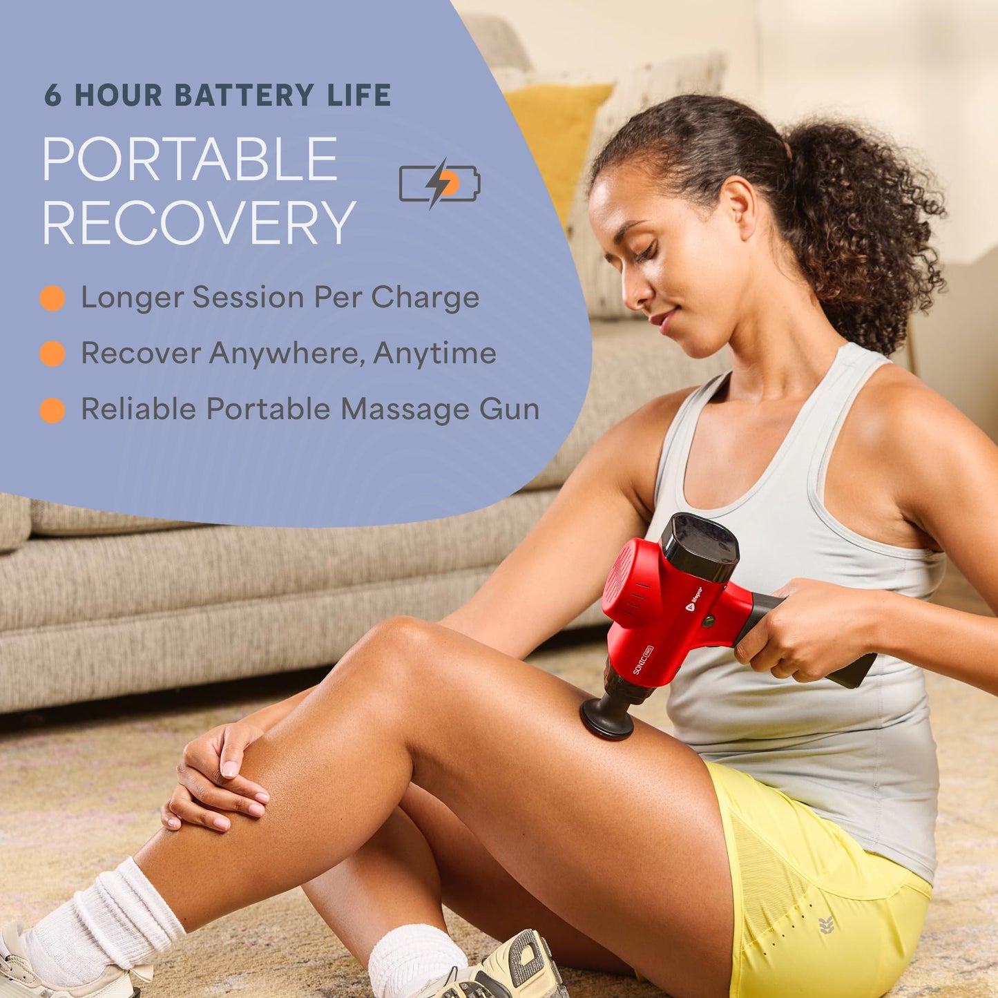 Lifepro Sonic Pro Handheld Electric Massage Gun – Deep Tissue Percussion Massager Gun with 10 Speeds & 9 Heads – Muscle Massager for Athletes Back, Legs, Arms