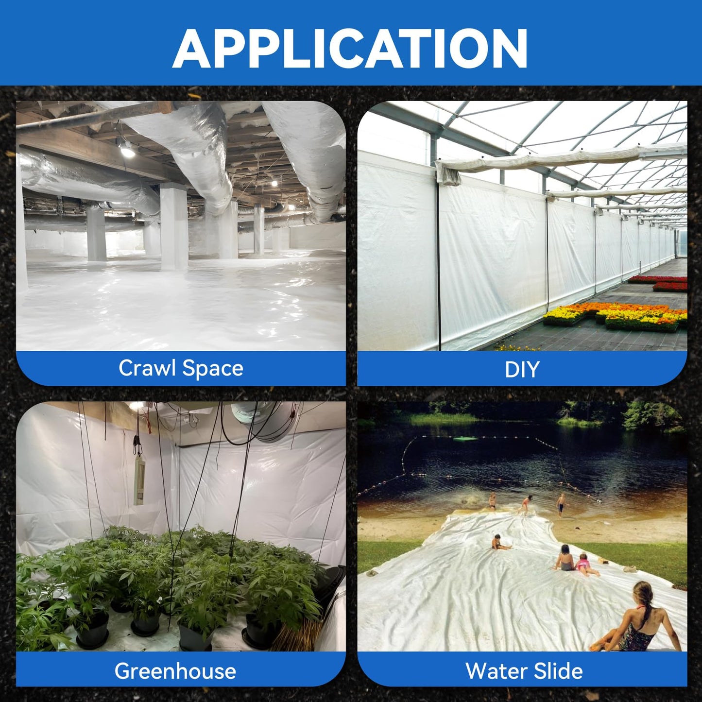 Spirecover White Crawl Space Vapor Barrier, 12 Mil Vapor Barrier, 10' x 50', Heavy Duty Polyethylene Film, Thick Plastic Sheeting, Plastic Drop Cloth Covering for Crawl Space