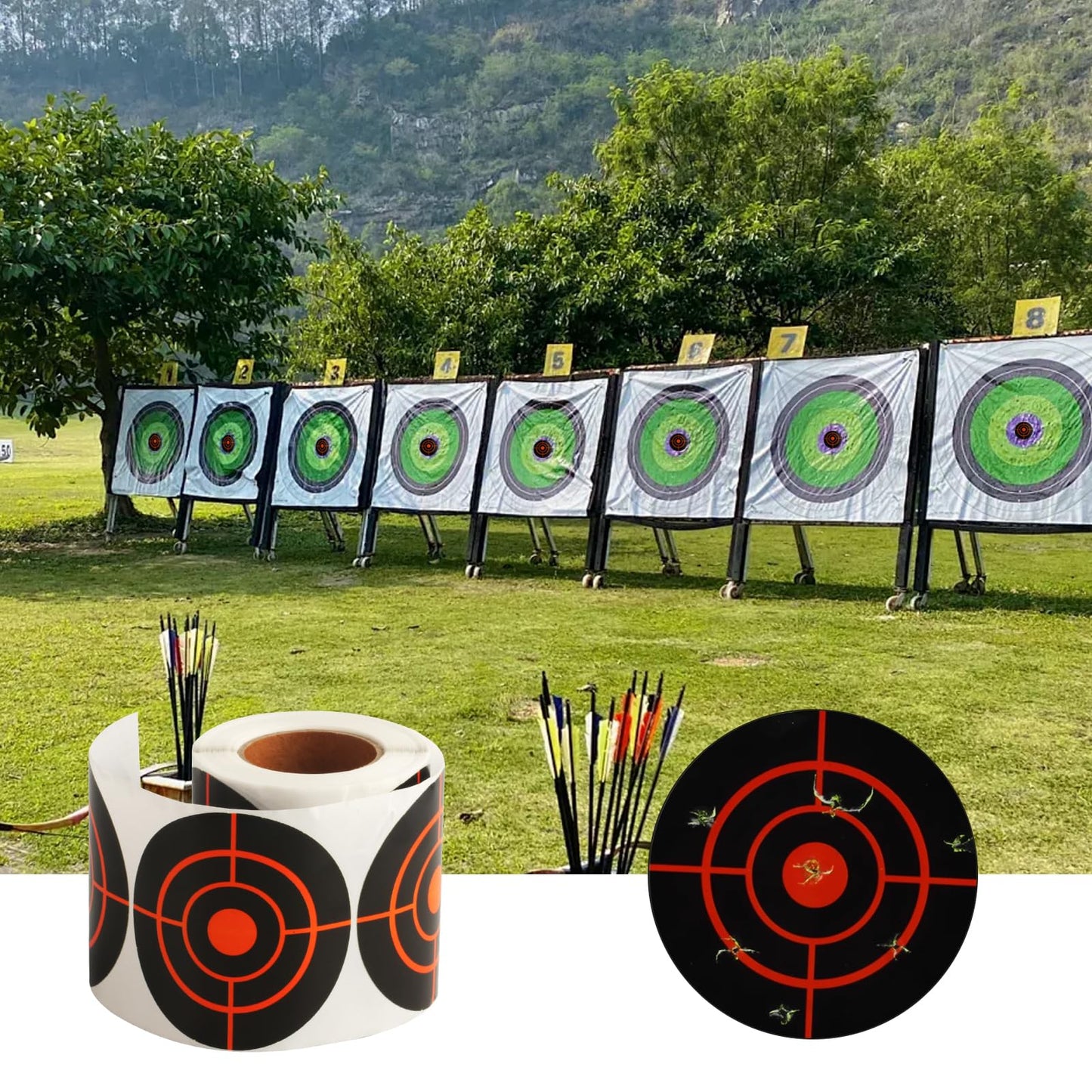 Shooting Splatter Targets Stickers,200 Pcs/Roll 3 Inch Self Adhesive Shooting Targets Paper, Reactive Target Shooting Splatter Stickers for Shooting Range, Archery Bow, Practice Training-Red