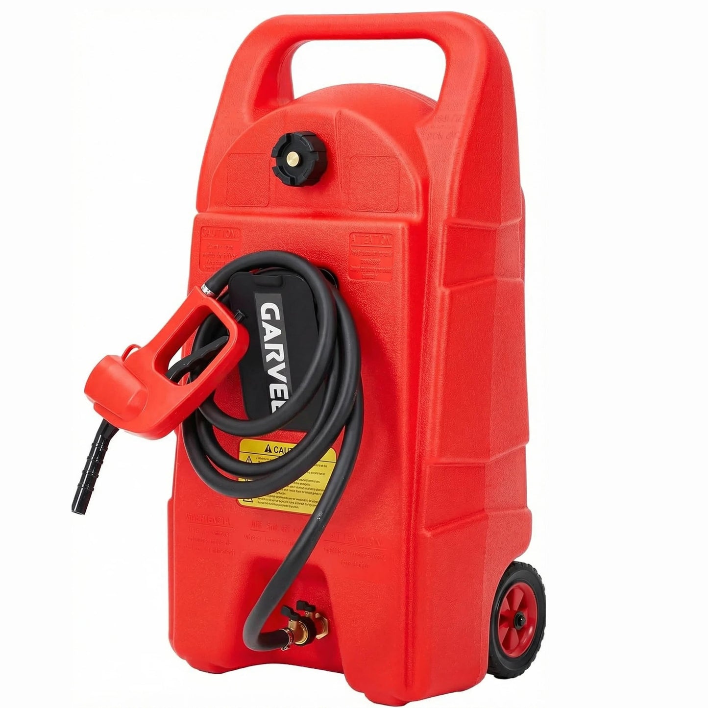 Garvee Slim 15 Gallon Gas Can, Fuel Tank Container with LE Fluid Transfer Manual 10 FT Siphon Pump, Portable Diesel Gas Storage Caddy Wheels for ATV, Weeder, Boat, Tractor, Snow Blower,Generator