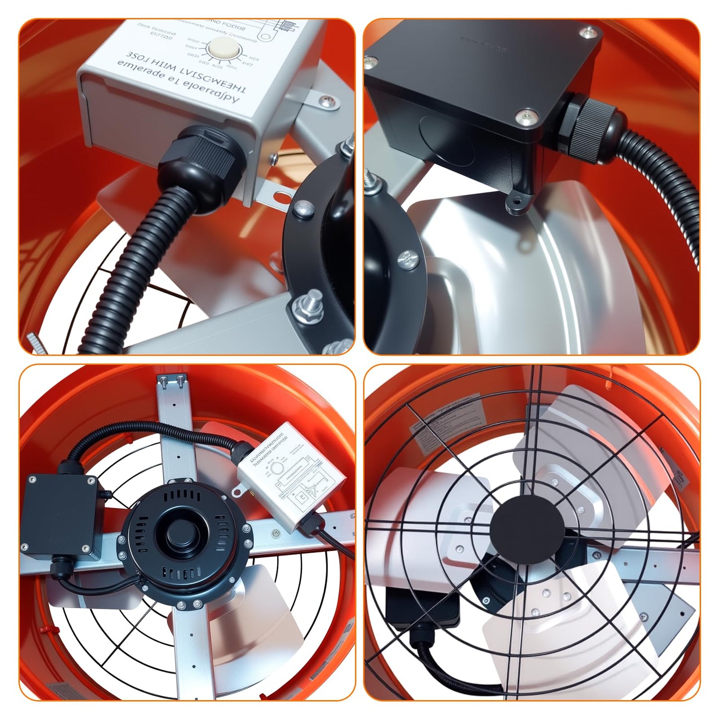 Faazy Professional Grade Attic Fan for Gable Vents | Power Attic Ventilator, 120V 60-Hz Motor and 15-Inch Blade | Quiet Home Attic Fan 1650 CFM, Adjustable Thermostat(Orange)