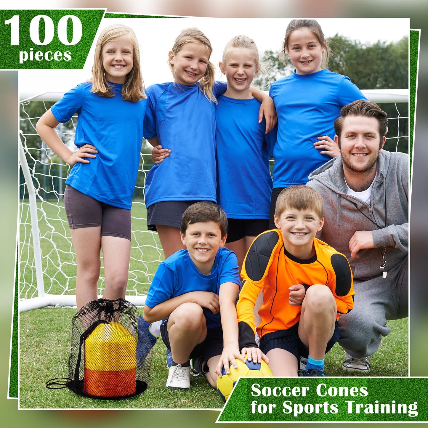 Hanaive 100 Pieces Mini Soccer Cones for Sport Drills 5 Inch Agility Disc Cones with Accessories for Kids Football Training(Orange, Yellow)