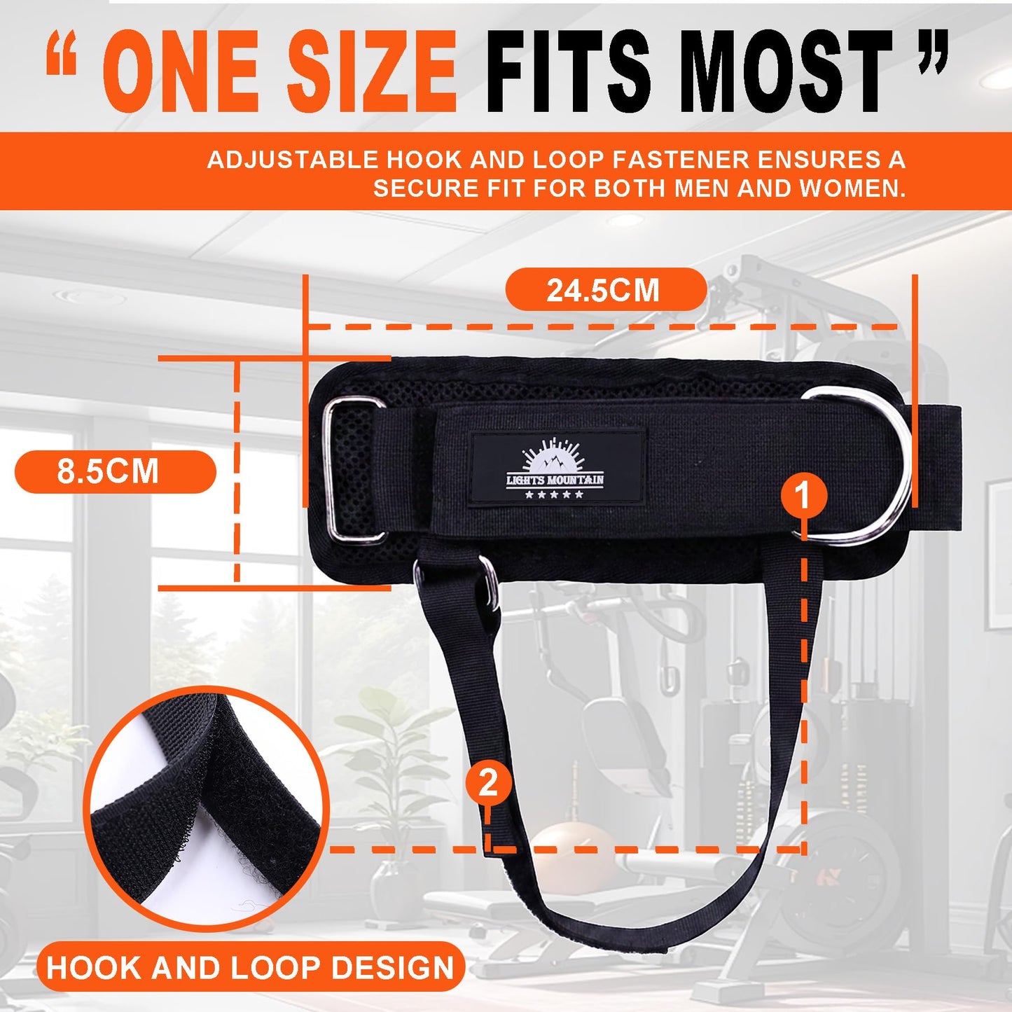 Sliding D-ring Ankle Straps for Cable Machine, Stirrup Style Leg Cuffs with Under-Foot Strap, Long-lasting Non-slip Glute Kickback Attachments for Women Men
