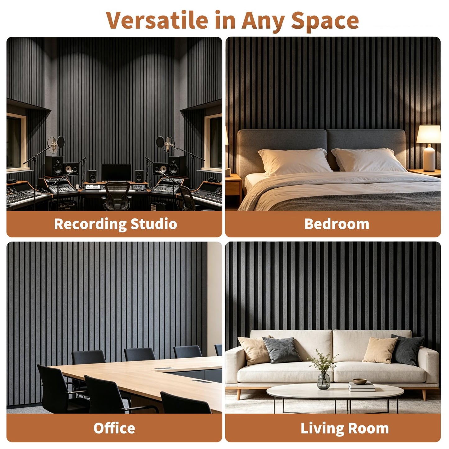ZUGELAN Acoustic Panels 4 Pack Self-Adhesive Upgrade,23.62"X23.62" Sound Proof Wall Panels for Walls,Acoustic Wall Panels High Density Sound Absorbing for Gaming&Studio Decor,Matte Black