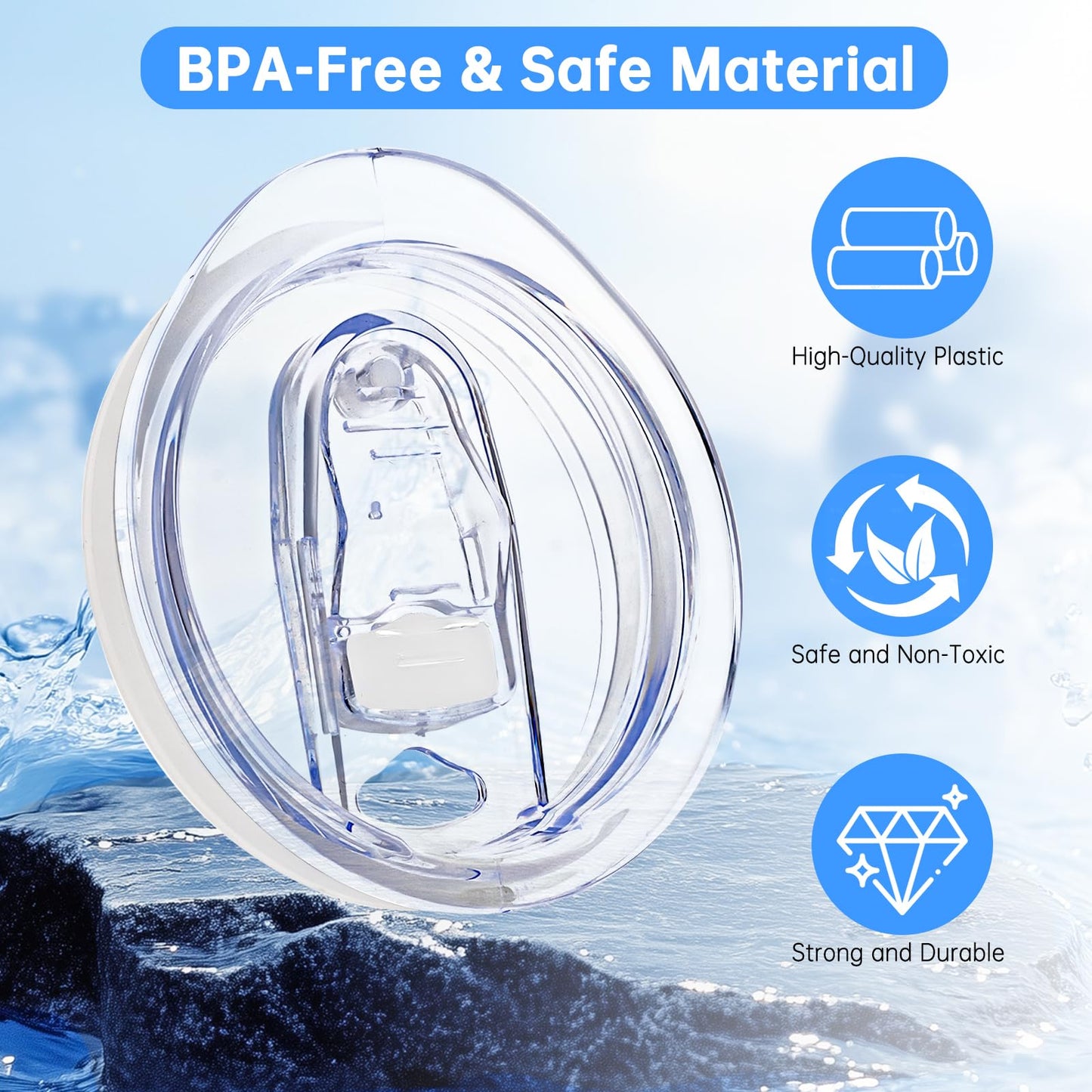 Replacement Lid Compatible with Stanley 24oz Classic Beer Stein, Clear Replacement Spill Proof Cup Lids with Sealing Silicone Ring, BPA-Free, Dishwasher Safe for Drinking Cup Cover
