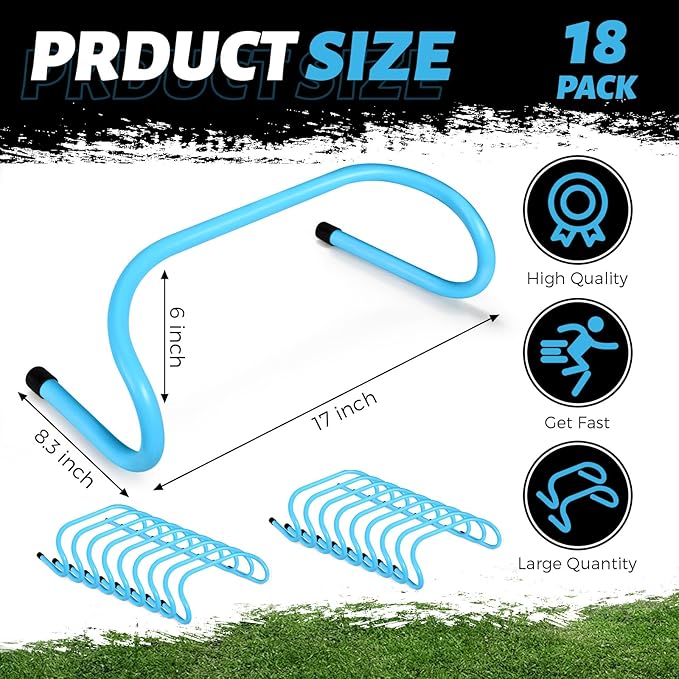 Wettarn 18 Pcs 6" Speed Training Hurdles Durable Agility Training Hurdle Agility Plyometric and All Purpose Equipment for Athletes, Soccer, Basketball