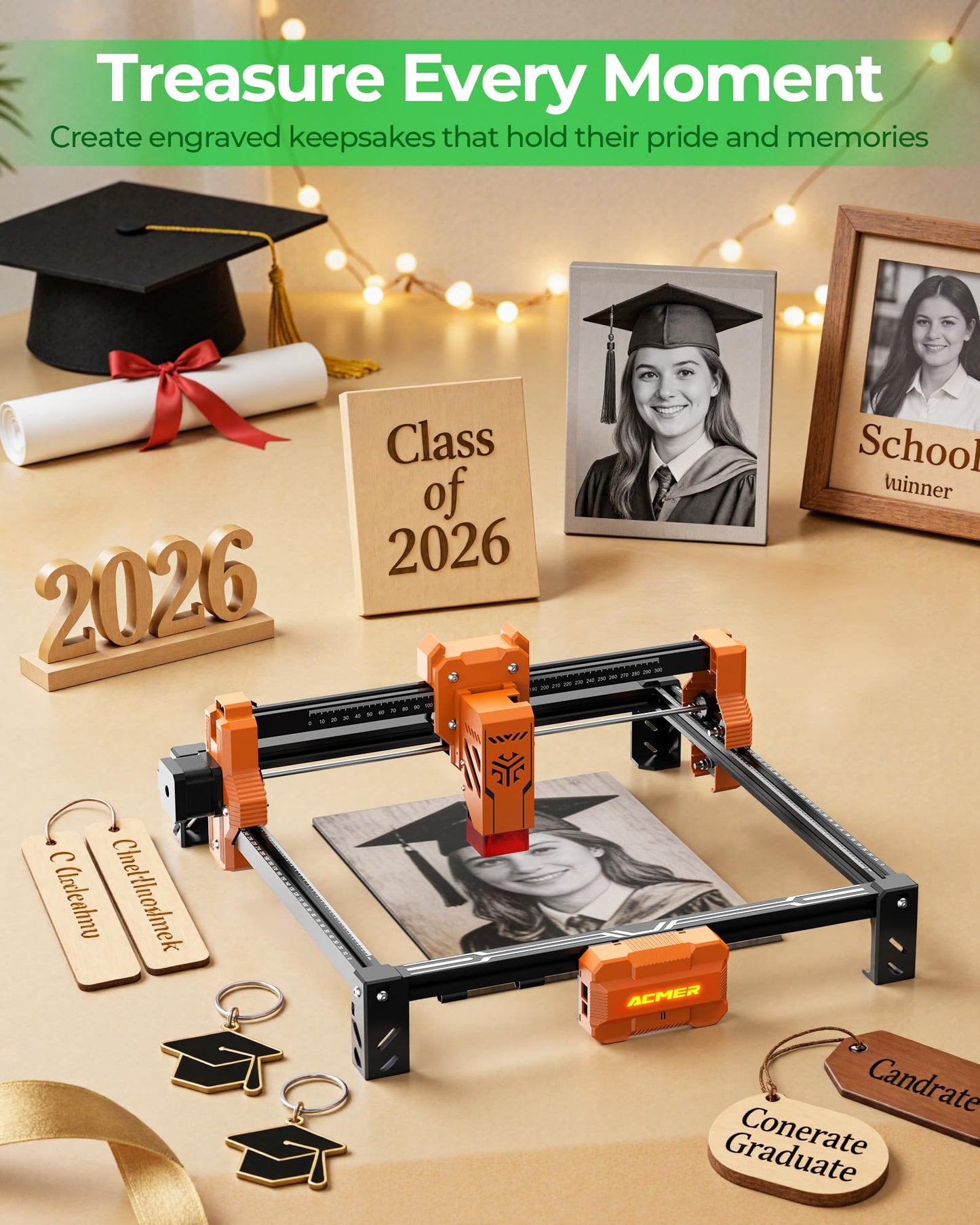 ACMER S1 6000mW Laser Engraver and Peach Wood Sheets 6 Pack