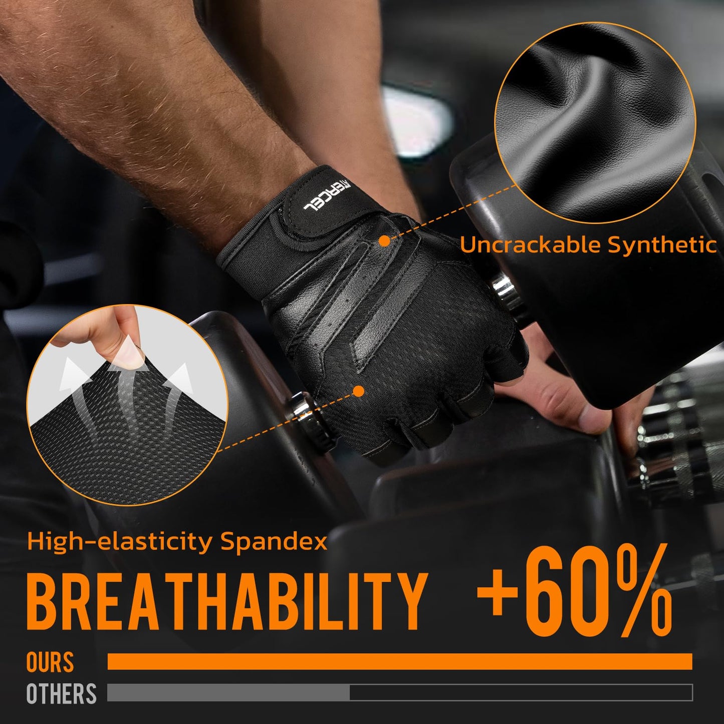 ATERCEL Gym Workout Gloves for Men and Women, Weight Lifting Gloves with Excellent Grip, Lightweight Fitness Glove for Training, Cycling, Pull Ups, Exercise, Climbing, Rowing and Weightlifting Small