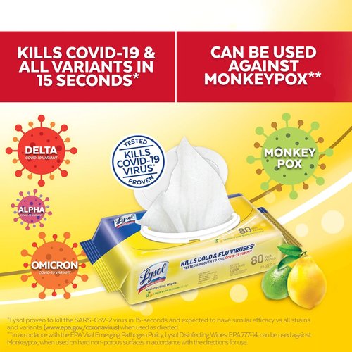 Lysol Disinfecting Wipes - Brighter Horizon Country Scent | Pack of 4 (320 Total Wipes)