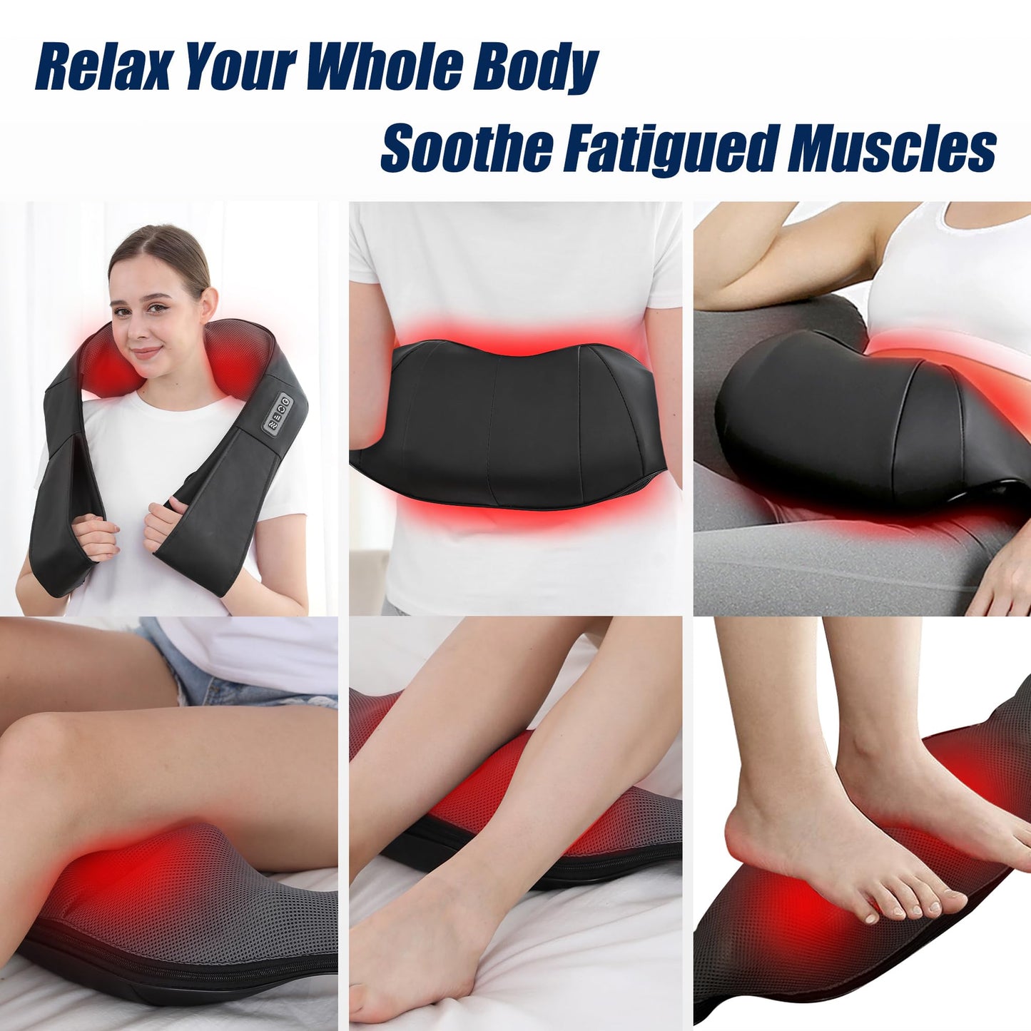 UFFAE Shiatsu Neck and Back Massager with Heat, Electric Deep Tissue Kneading Neck and Shoulder Massage, Best Gifts for Women Men Mom Dad Mothers Fathers Day Birthday Gift, Black Grey (NOT Cordless)