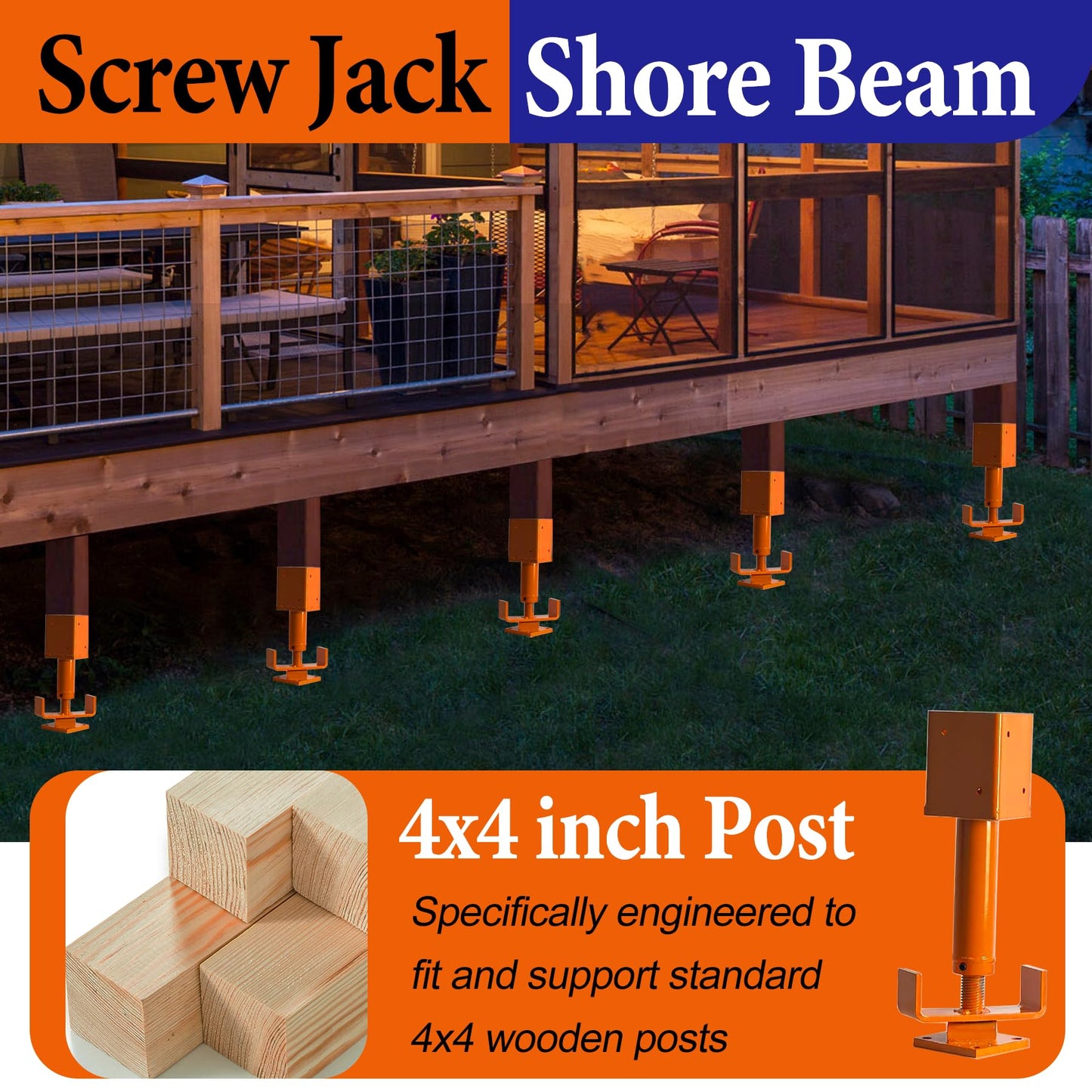 4" x 4" Adjustable Screw Jack Post, 15.5"-21.75" Height Range Shore House Jacks, Basement Floor Jacks for Leveling & Lifting, Structural Support, Joist Stabilization, 32,000 lb Max Load Capacity, 2PC