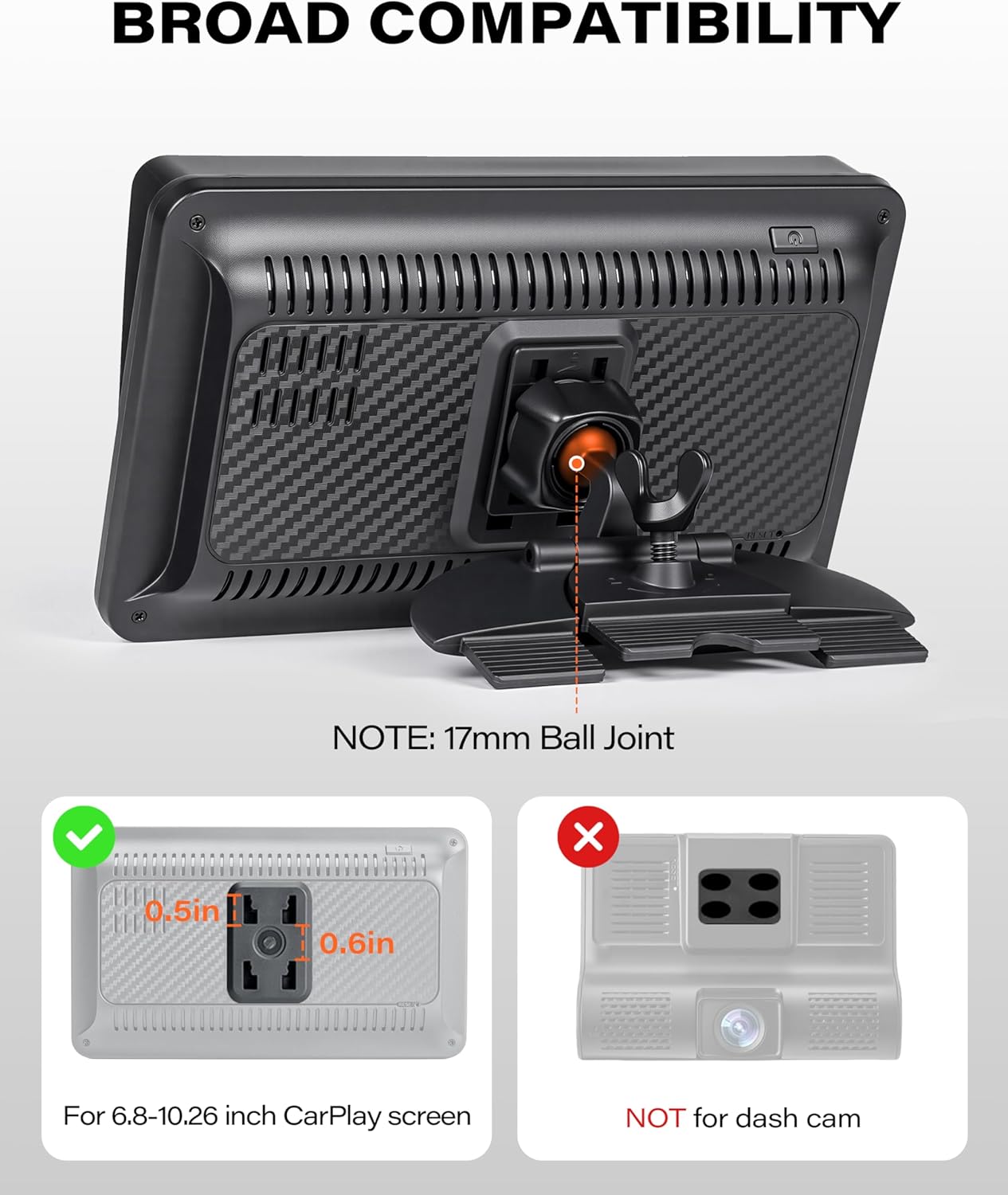 1Zero 360 7-11 Inch CD Slot Mount for CarPlay Screen, Rotation Tool-Free Installation CarPlay CD Mount Compatible