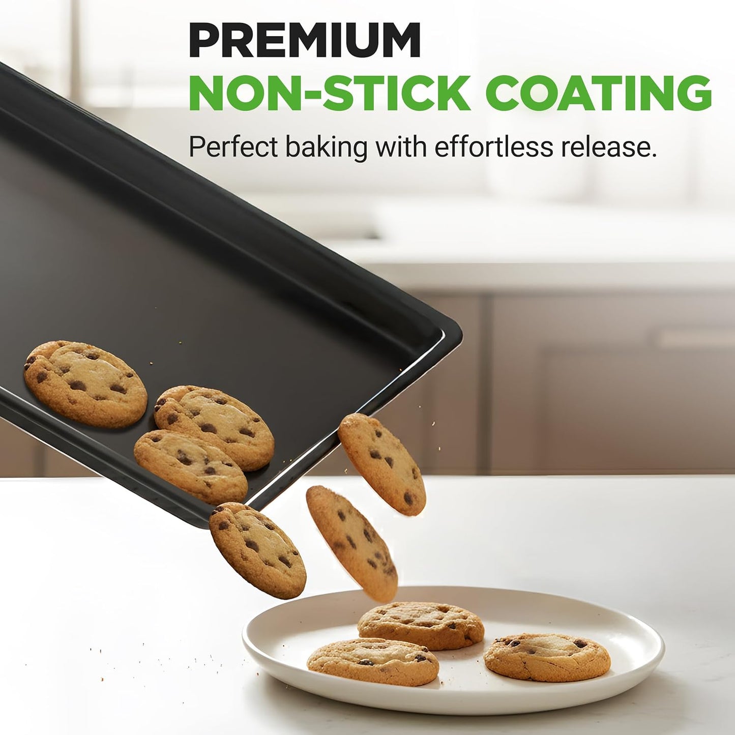 NutriChef Nonstick XL Cookie Sheet - Extra Large 22" x 16" Baking Pan for Cookies, Cakes & Pastries - Black