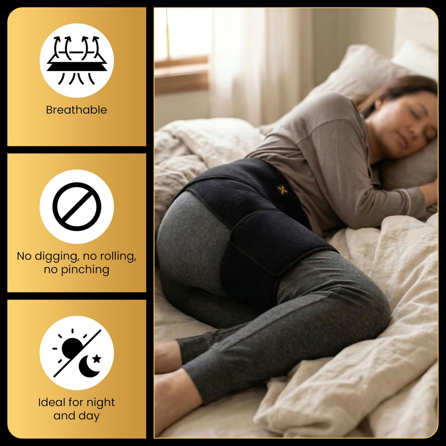 CopperJoint Adjustable Hip Brace for Women and Men, Black, One Size-Hip Support Brace for Groin, Hamstring, Thigh,Bursitis & Hip Arthritis, Left or Right Wear, Ideal for Daily Active Use