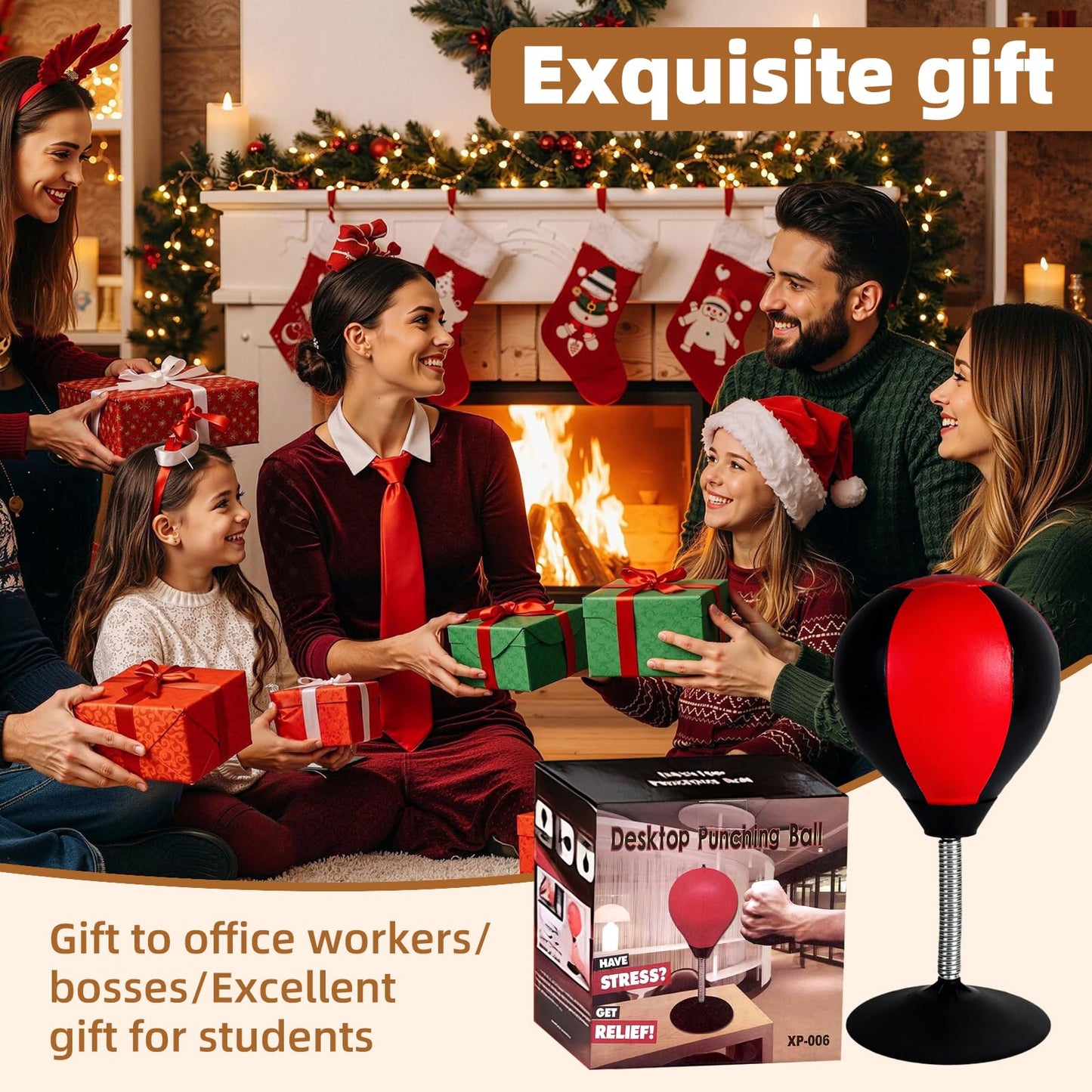 Desktop Punching Bag for Desk, Stress Relief Ball with Suction Cup for Office and Home, Funny Gag Gift for Boss Coworkers Friends, Mini Desktop Boxing Stress Relief Product for Adults