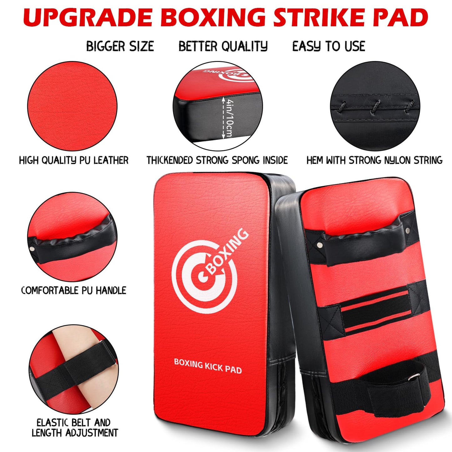 3-in-1 Boxing Gloves Punching Mitts Kick Pack Set for Kids, Curved Boxing Mitts Focus Pads, Adjustable Taekwondo Kick Pad, Gloves for Kicking Karate Kickboxing Muay Thai MMA Training