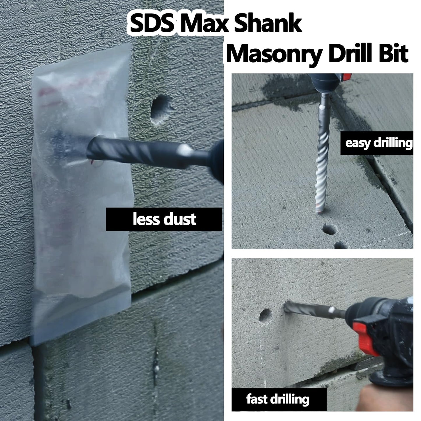 2 x 23.6 inch SDS Max Rotary Hammer Drill Bit, 50x600mm Carbide Tip Masonry Drill Bit,Concrete Drill Bit for Masonry, Brick, Stone, Concrete (Length :600mm / 23.6 inch, 50mm (2 in) Diameter)