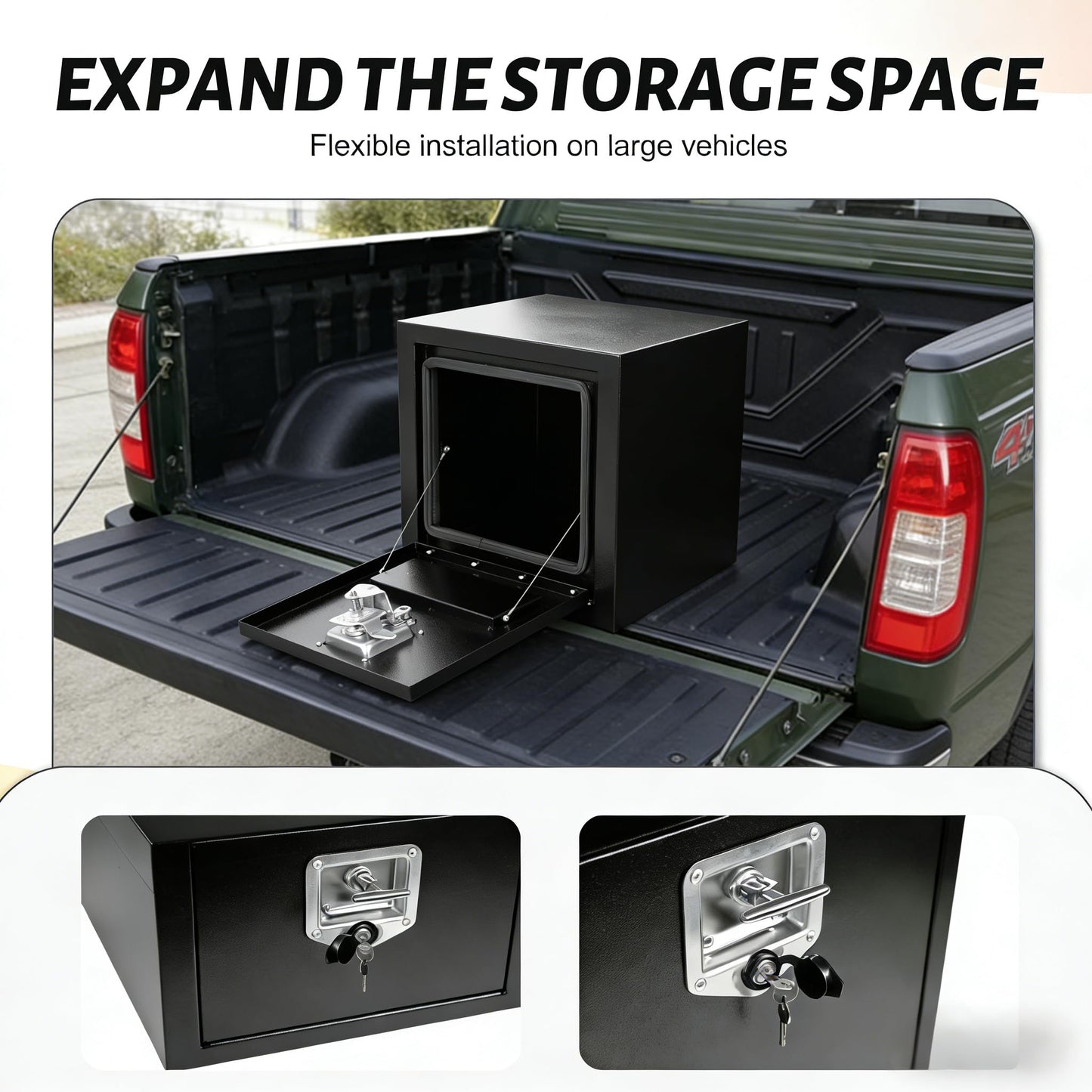 24" Underbody Truck Tool Box, Heavy Duty Steel Underbody Toolbox 24 x 12 x 14 with T-Handle Lock & Weatherproof Seal, Lockable Truck Trailer Tool Box for Pickup, Flatbed, RV, Van, Utility Vehicles