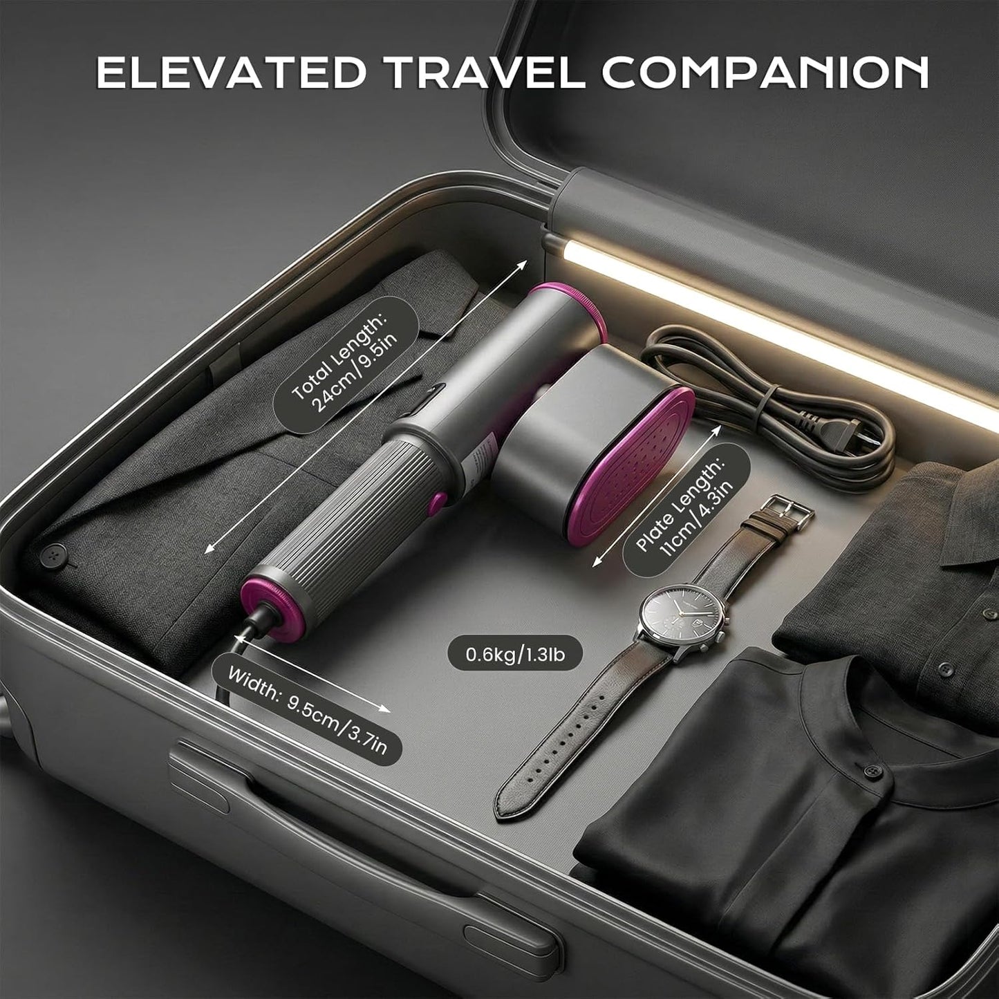 Skiennix Travel Steamer - 1200W Portable 2-in-1 Iron with Large Ceramic Heat Panel & 100ml Tank | Ideal for Home & Travel
